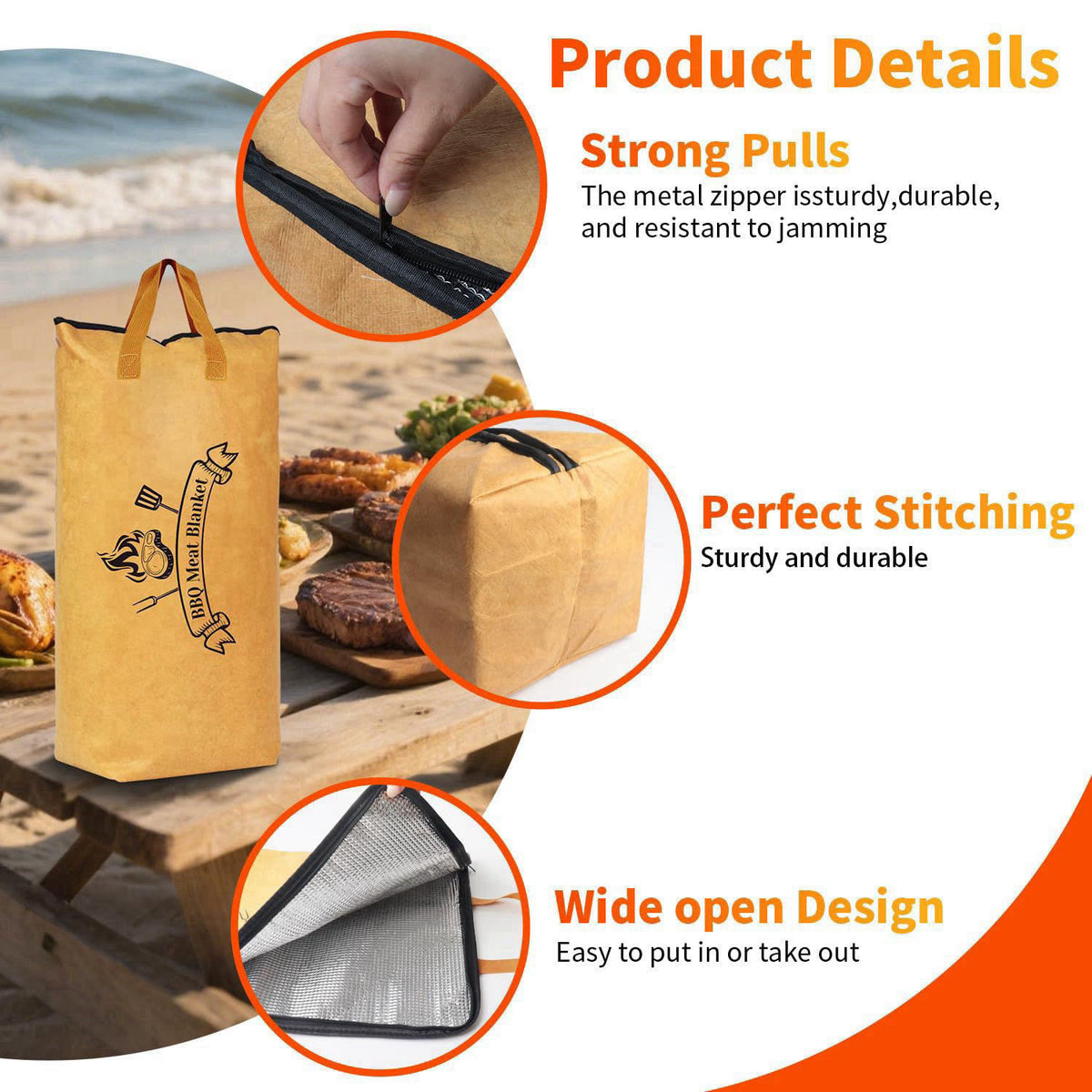 Comboproof BBQ Blanket for Resting Meat: Insulated Smoker Blanket & Brisket Rest Bag, Reusable Meat Warmer for BBQ Compa