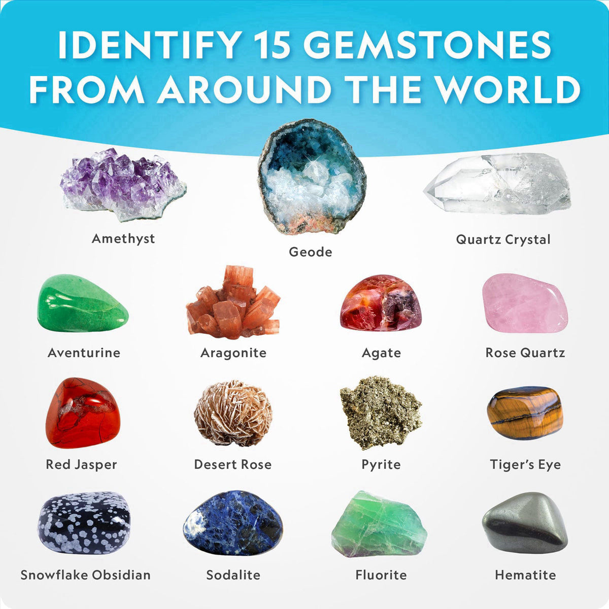 Blue Marble NATIONAL GEOGRAPHIC Mega Gemstone Dig Kit – Dig Up 15 Real Gemstones and Crystals, Science Kit for Kids, Gem