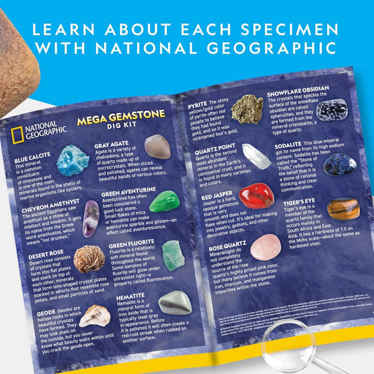 Blue Marble NATIONAL GEOGRAPHIC Mega Gemstone Dig Kit – Dig Up 15 Real Gemstones and Crystals, Science Kit for Kids, Gem