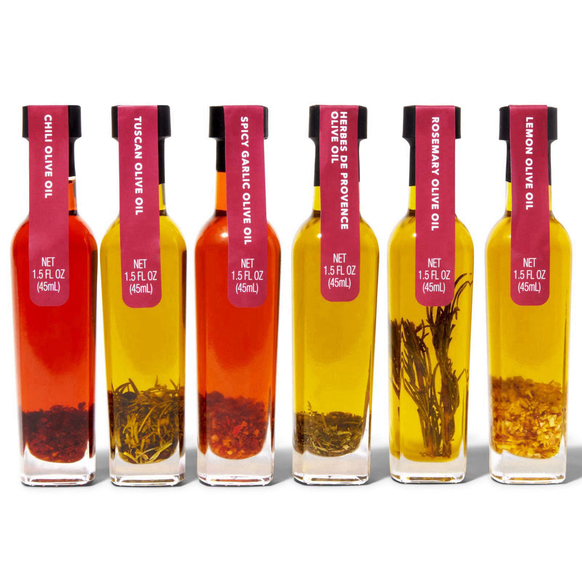 Thoughtfully Spice Infused Olive Oil Gift Set, Spanish Extra Virgin Collection, Set of 6 – packaging and label