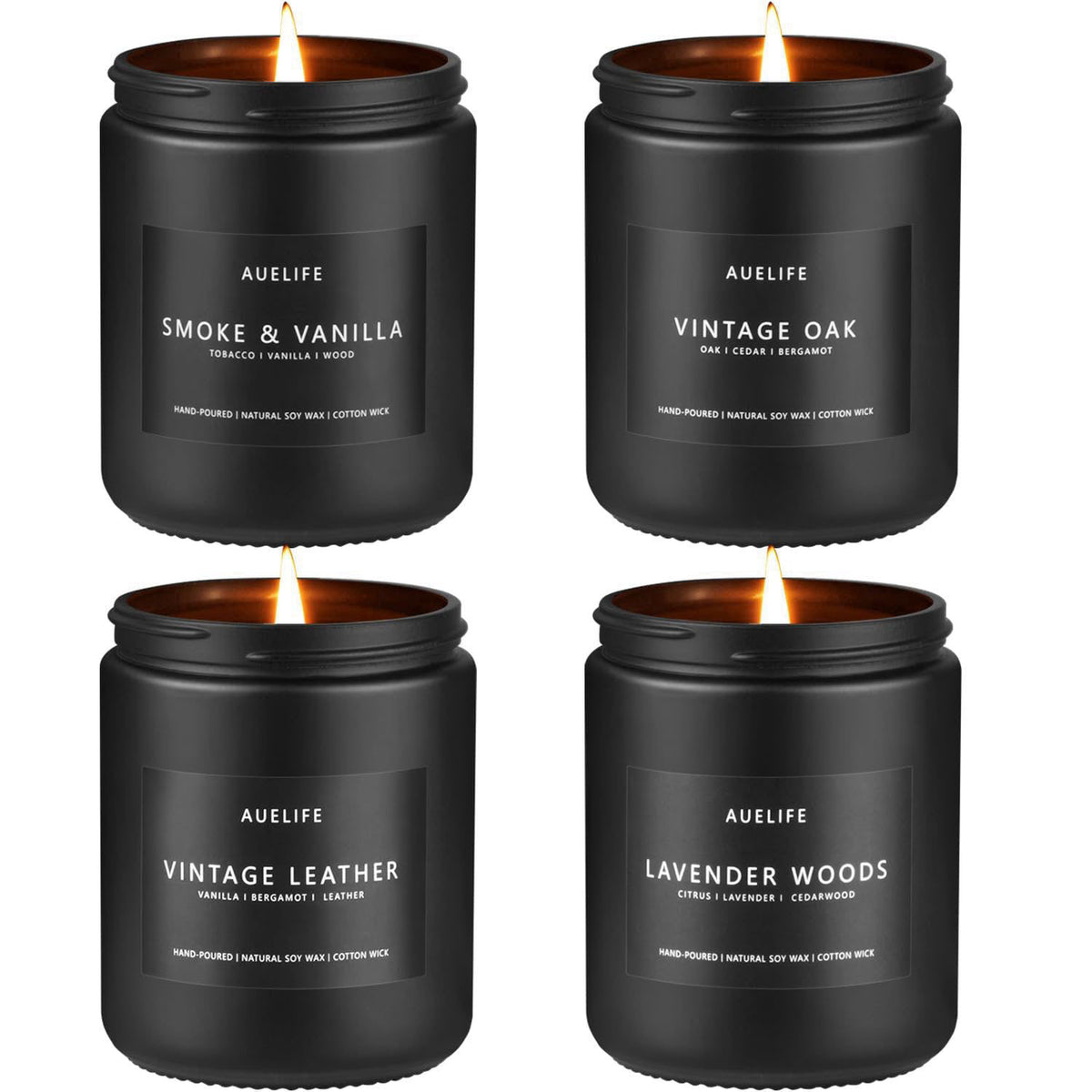 Auelife Candles for Men Gift Set, 4 Pack Soy Wax, Masculine – product photo (Candles)