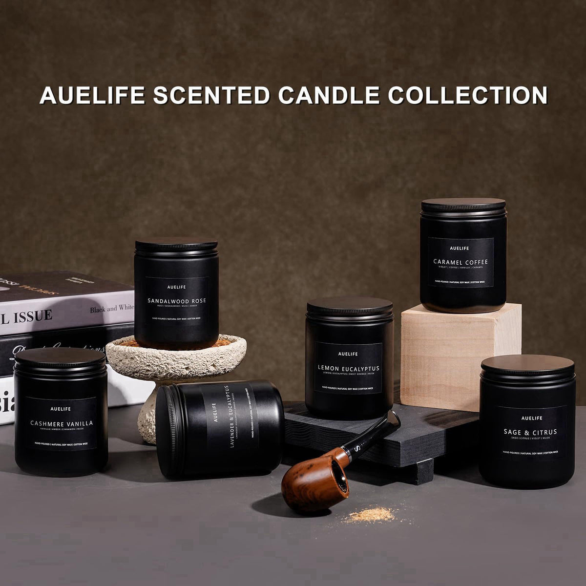 Auelife Candles for Men Gift Set, 4 Pack Soy Wax, Masculine – full view