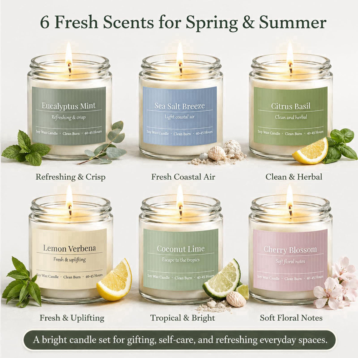 PELN Scented Candles Gift Set,6 Pack Spring Summer Soy Wax Aromatherapy Candles – close-up detail
