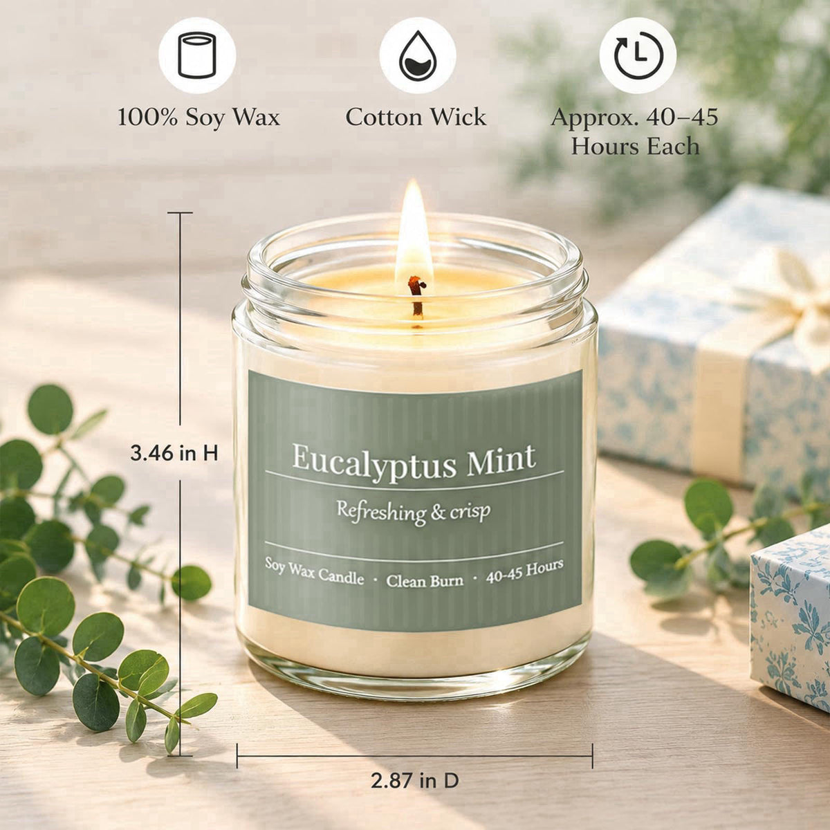 PELN Scented Candles Gift Set,6 Pack Spring Summer Soy Wax Aromatherapy Candles – packaging and label
