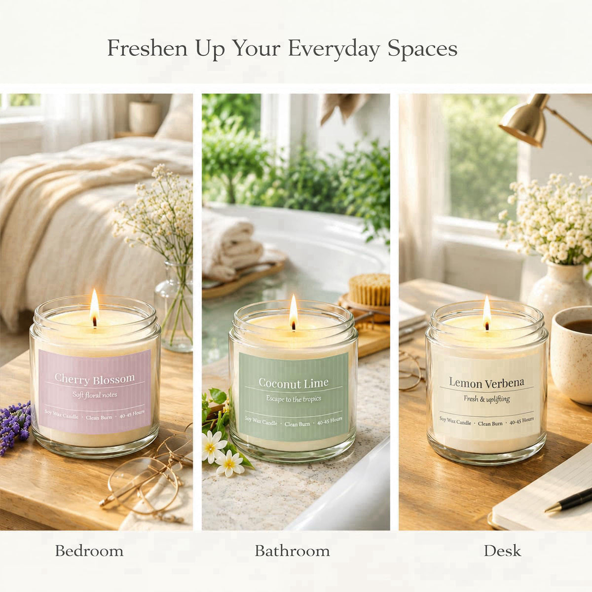 PELN Scented Candles Gift Set,6 Pack Spring Summer Soy Wax Aromatherapy Candles – full view