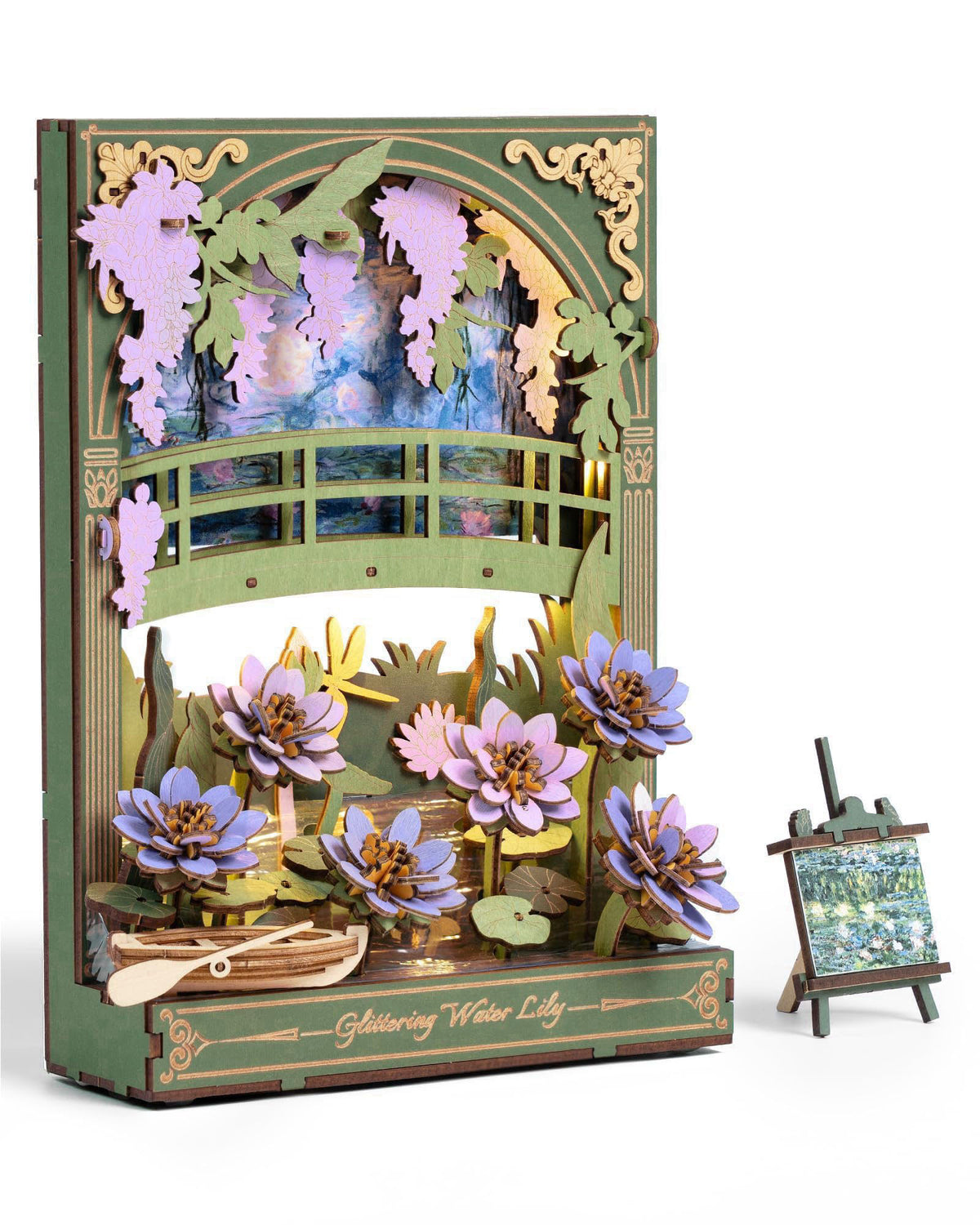 rowood Water Lily 3D Puzzle Building Set with LED,DIY Monet Wall Art Craft Kits for Adults,Home Decor Botanical Collecti