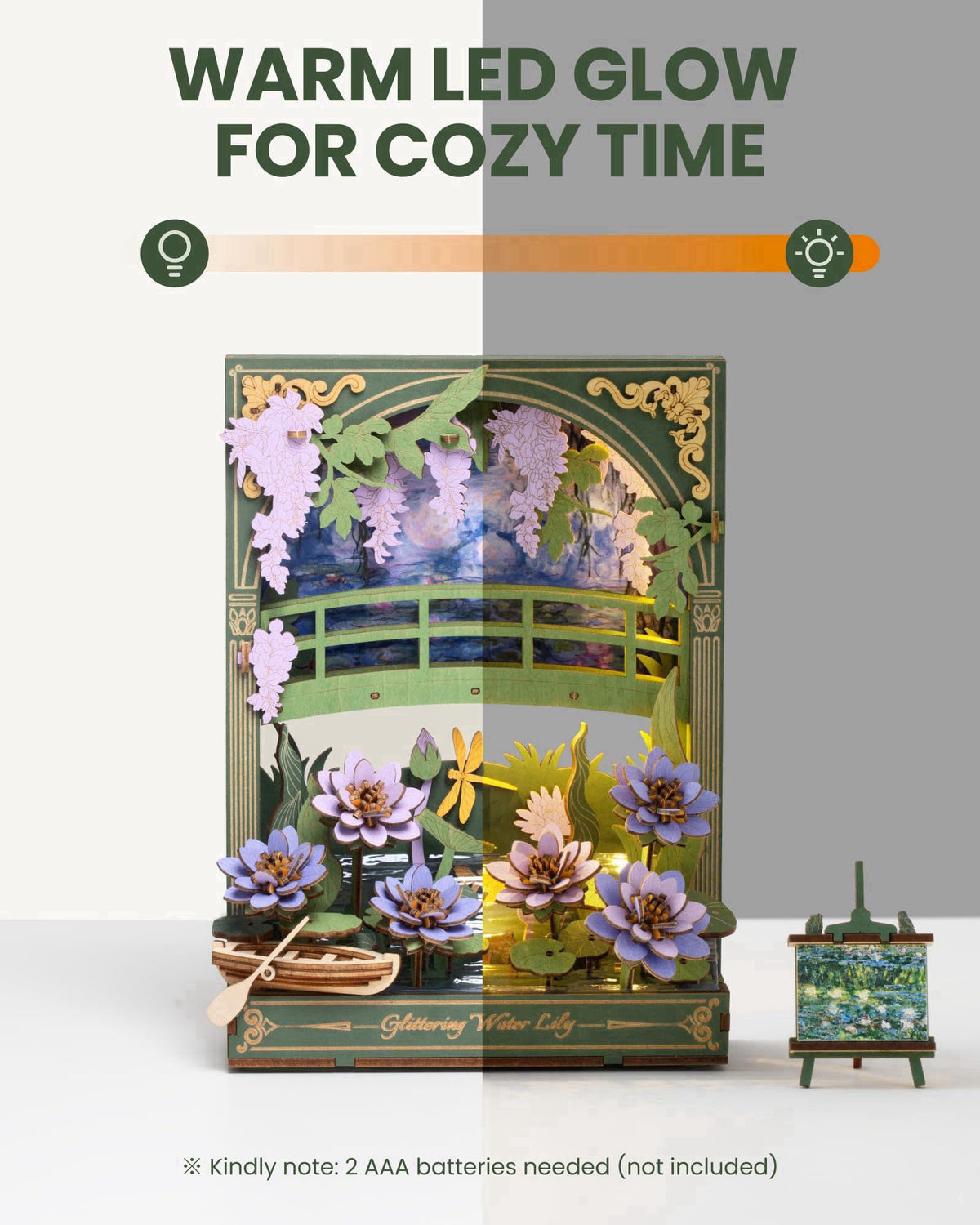 rowood Water Lily 3D Puzzle Building Set with LED,DIY Monet Wall Art Craft Kits for Adults,Home Decor Botanical Collecti