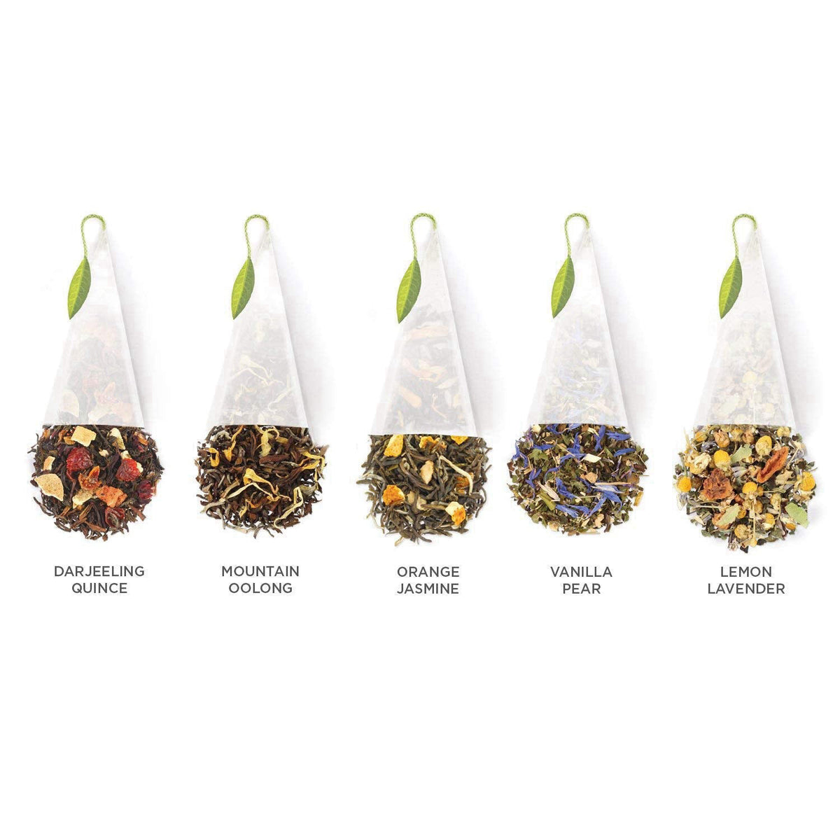 Tea Forte Tea Sampler, 10 Pyramid Infuser Bags, Premium Tea Gift Set – back view and specifications