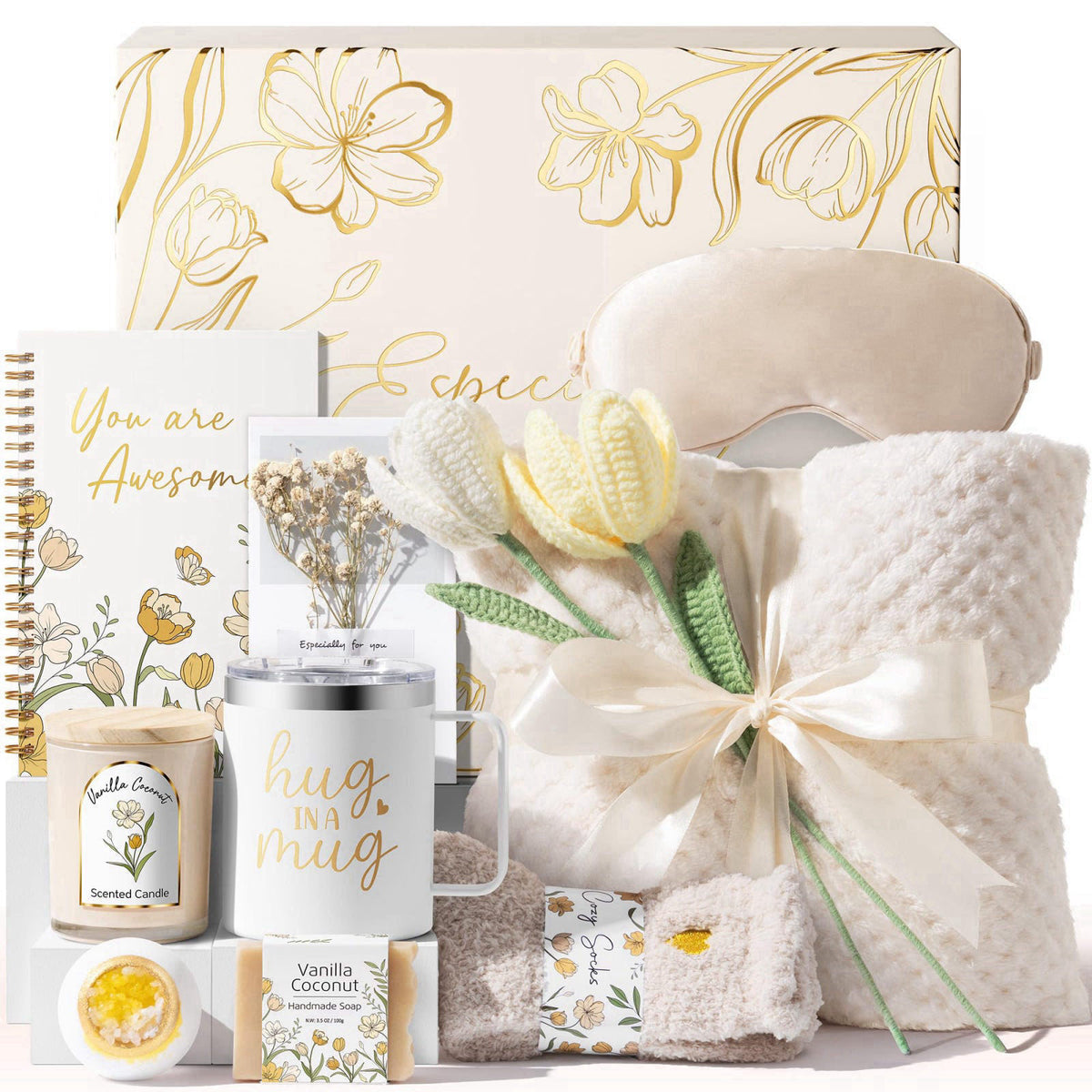 MAYICIVO Christmas Birthday Gifts for Women Self Care Package Get Well Gifts Baskets – product photo (Bed Blankets)