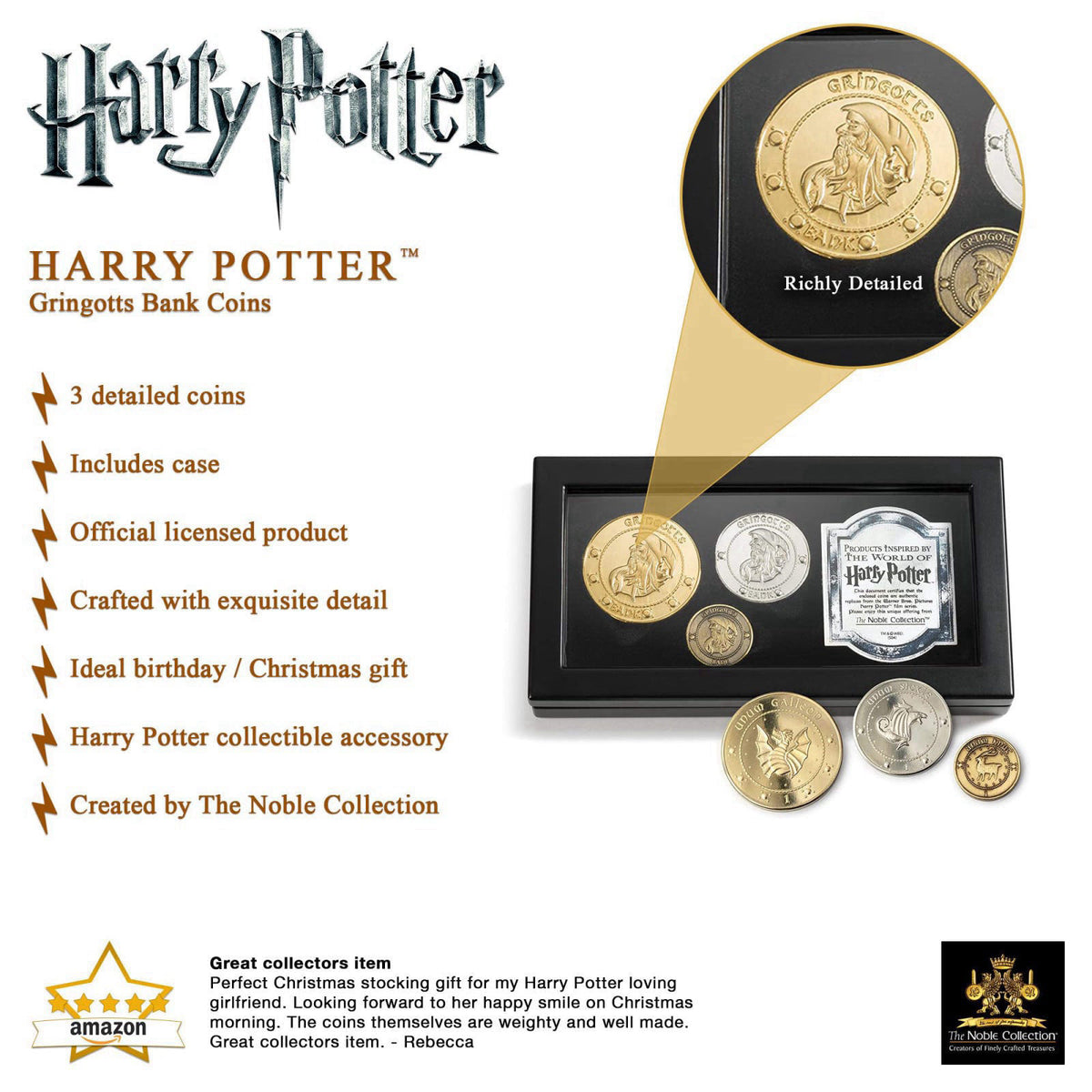 The Noble Collection The Gringotts Bank Coin Collection – packaging and label