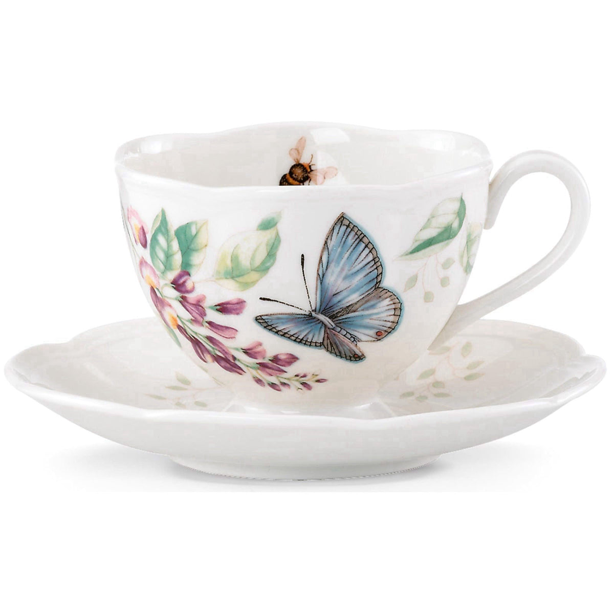 Lenox Butterfly Meadow Collection Blue Butterfly Tea Cup & Saucer Set – product photo (Cup &amp; Saucer Sets)