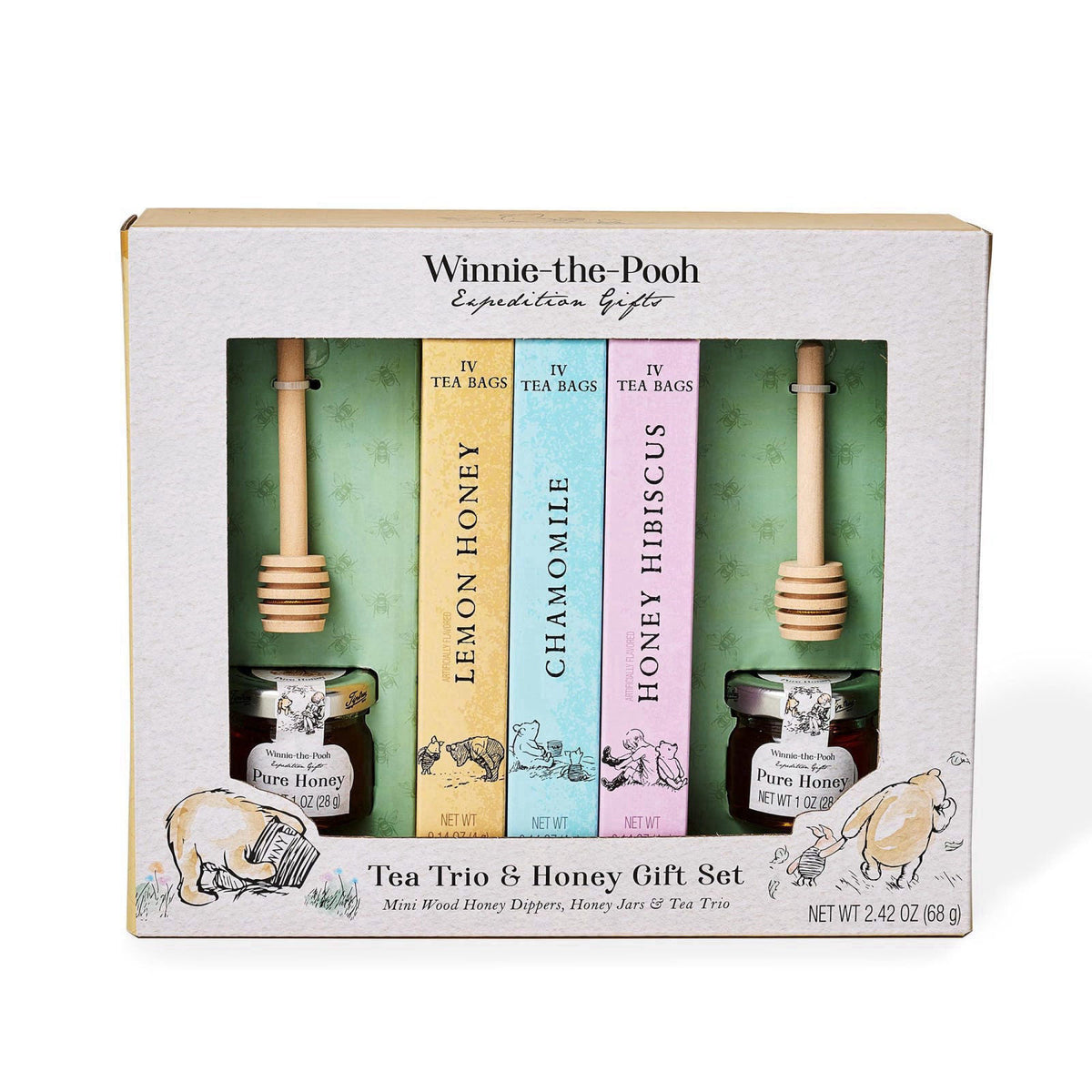 Thoughtfully Winnie-the-Pooh Tea & Honey Gift Set, 12 Tea Bags, 2 Honey Jars – product photo (Honey)