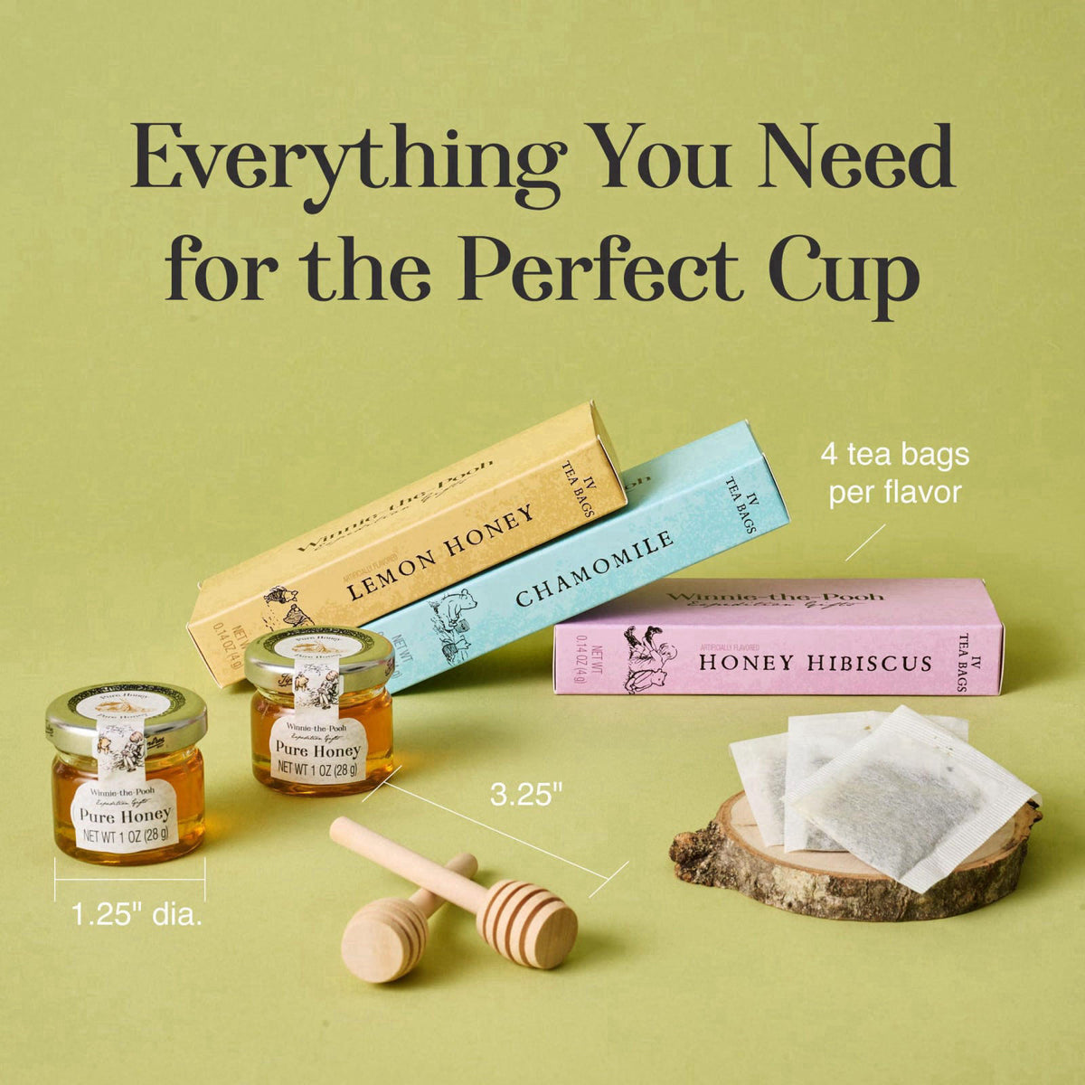 Thoughtfully Winnie-the-Pooh Tea & Honey Gift Set, 12 Tea Bags, 2 Honey Jars – packaging and label