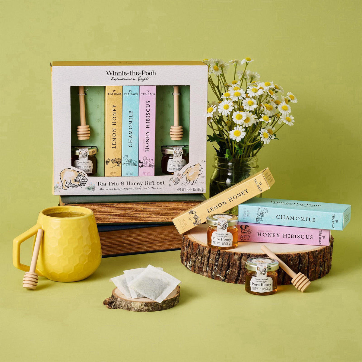 Thoughtfully Winnie-the-Pooh Tea & Honey Gift Set, 12 Tea Bags, 2 Honey Jars – alternate angle