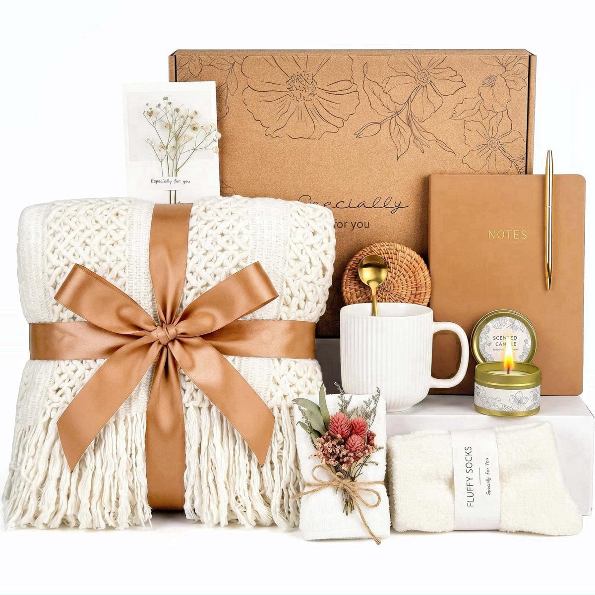 OHATOS Self Care Gifts for Women, Care Package for Women, Birthday Gift Basket for Best Friend Sister Mom, Cozy Gift Set