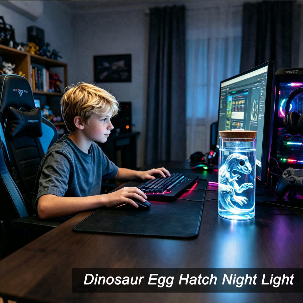 ARTOMIDE Dinosaur Table Lamp, Tyrannosaurus LED Ambient Night Light – full view