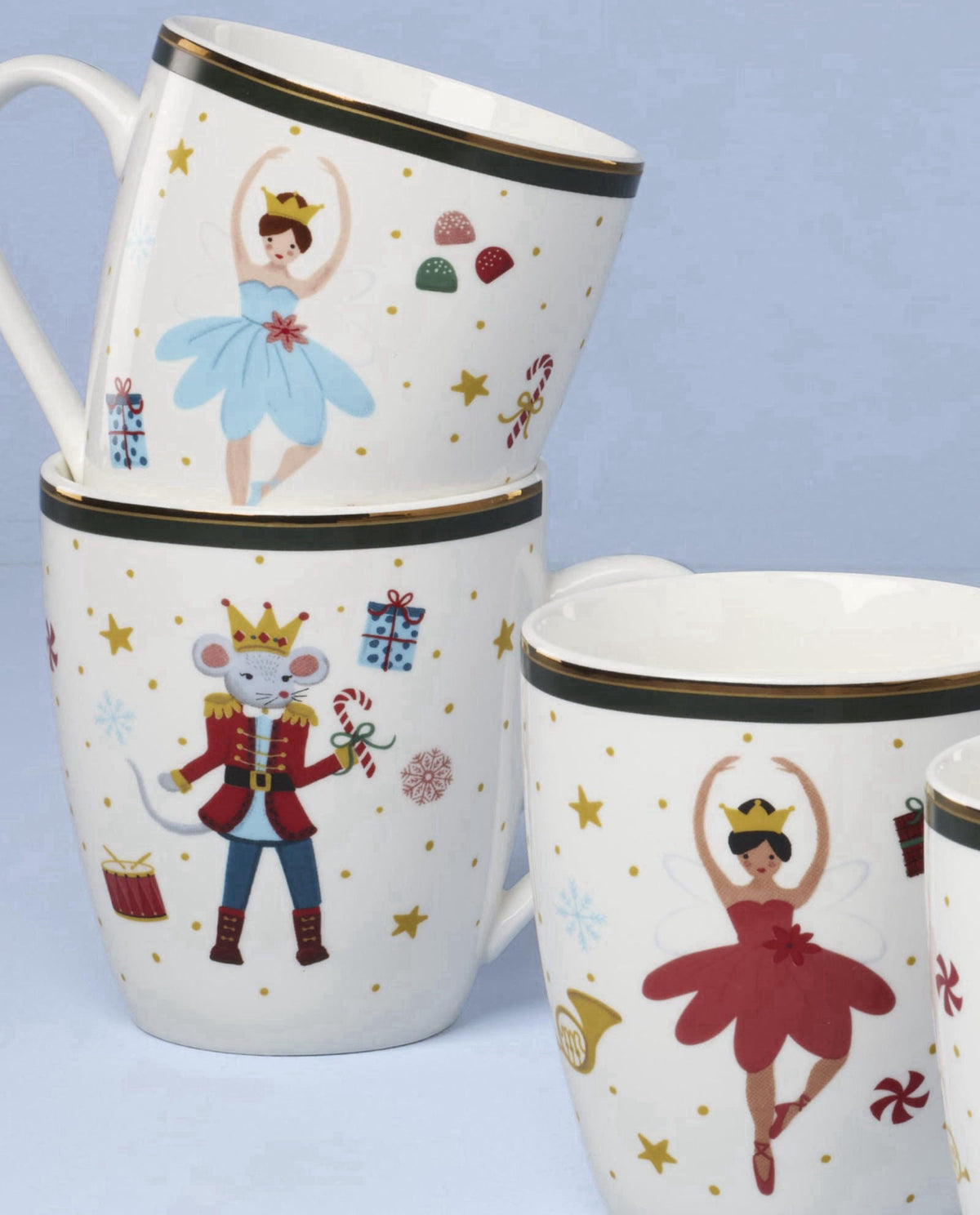 Lenox Nutcracker Ballet Christmas Porcelain Mug Set for 4, 13oz – full view