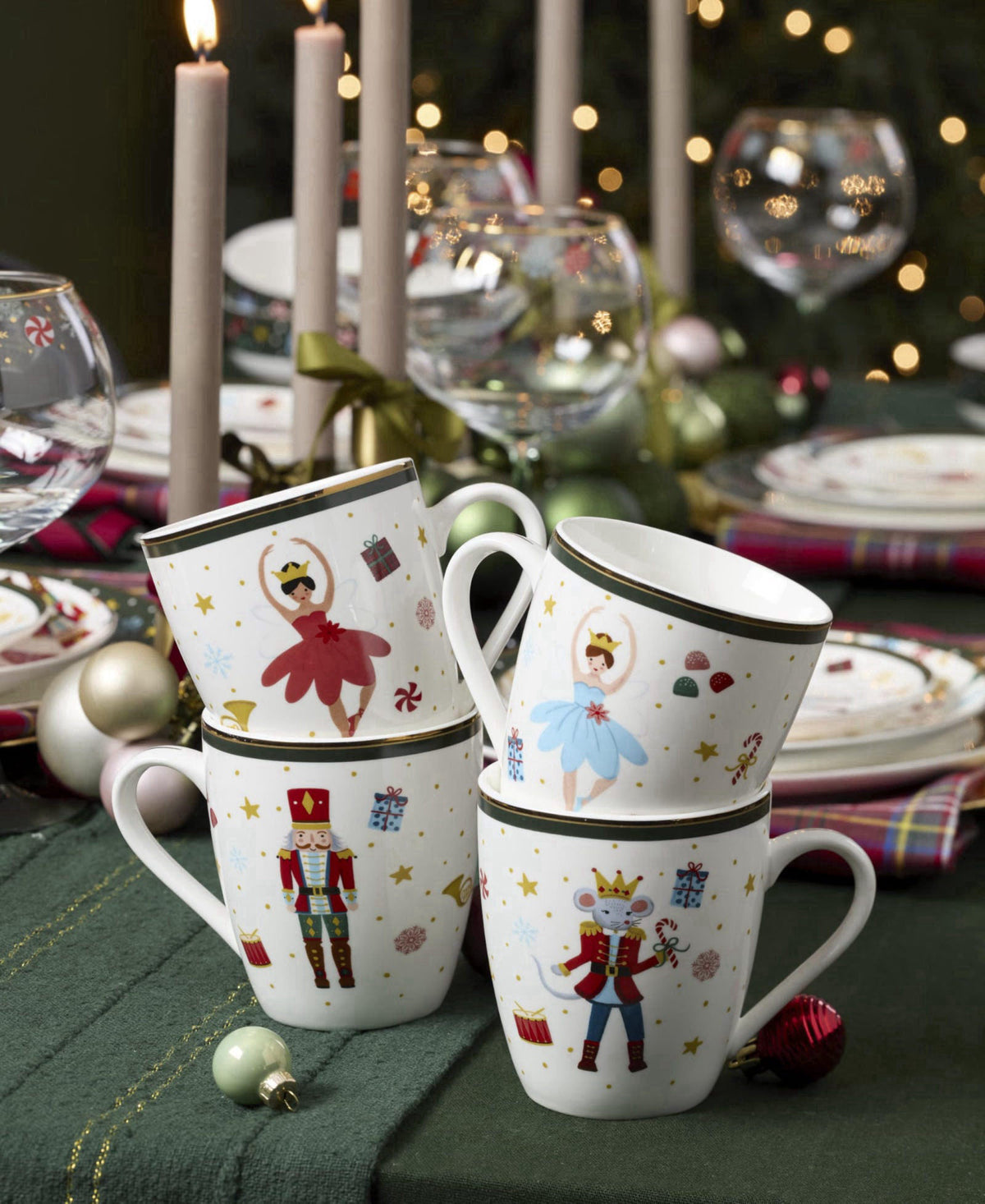 Lenox Nutcracker Ballet Christmas Porcelain Mug Set for 4, 13oz – alternate angle