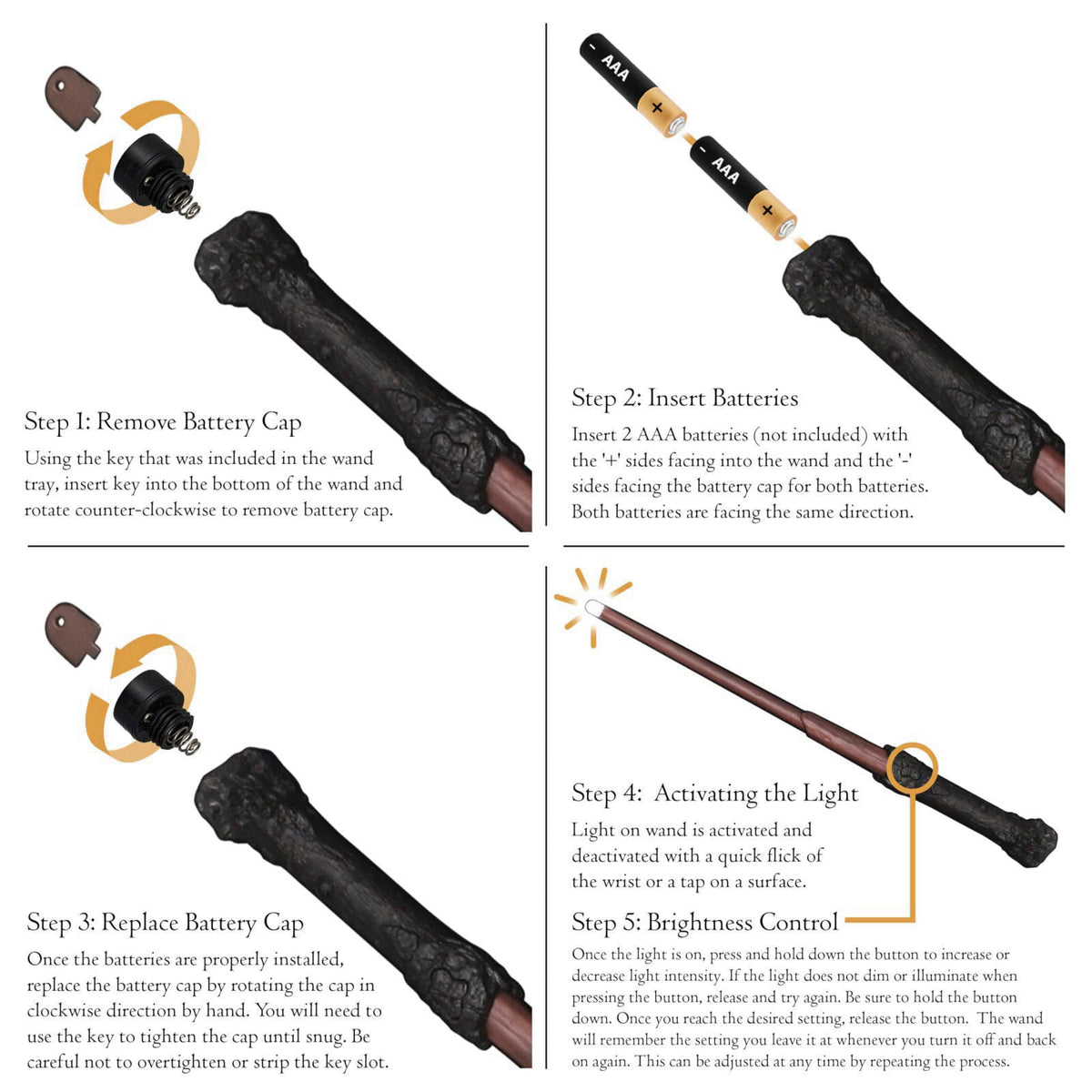 The Noble Collection Harry Potter Illuminating Wand – full view