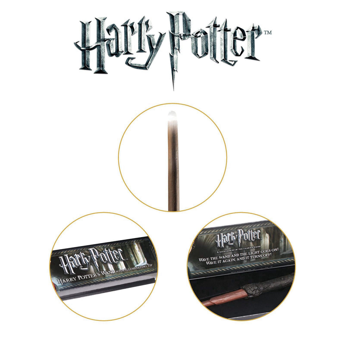 The Noble Collection Harry Potter Illuminating Wand – alternate angle