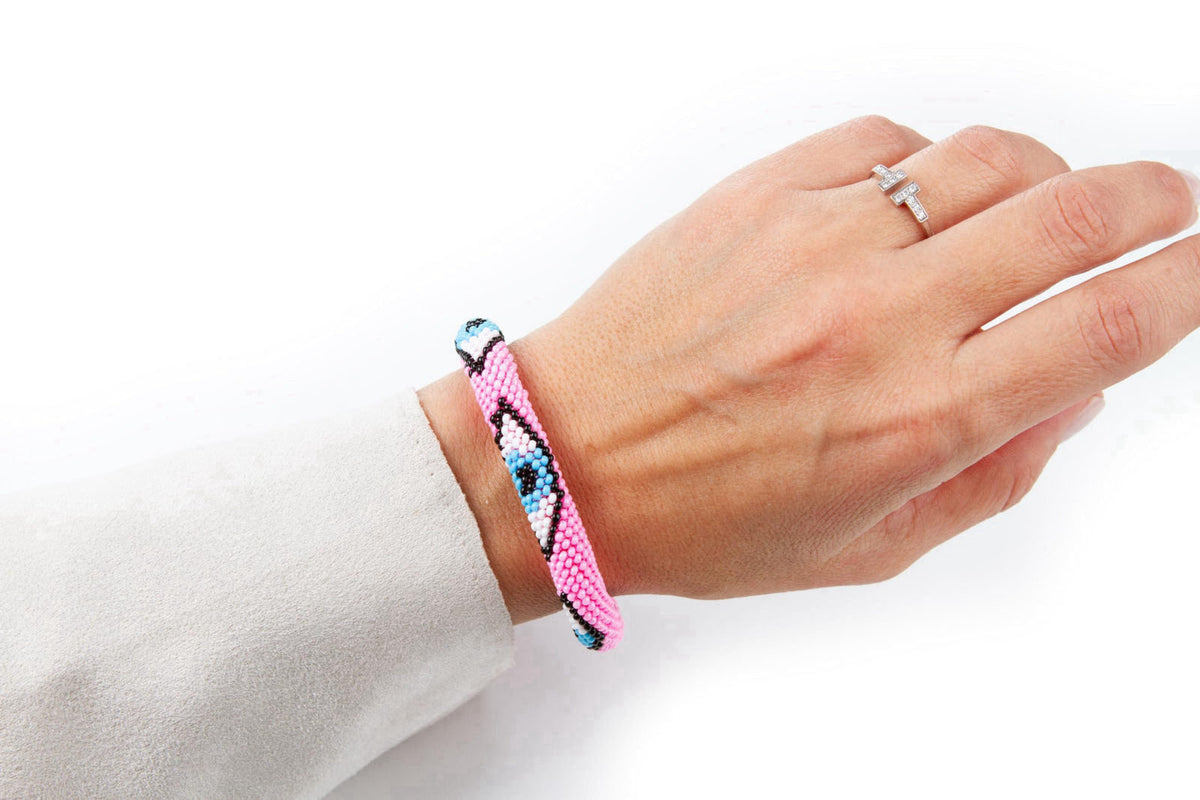 NAZ COLLECTION Evil Eye Protection Bangle Bracelet, Bohemian Stackable Beaded Bracelets, Handmade Multicolor Bohemian St