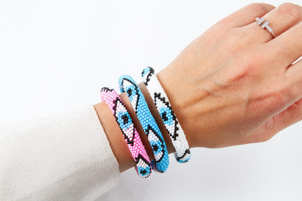 NAZ COLLECTION Evil Eye Protection Bangle Bracelet, Bohemian Stackable Beaded Bracelets, Handmade Multicolor Bohemian St