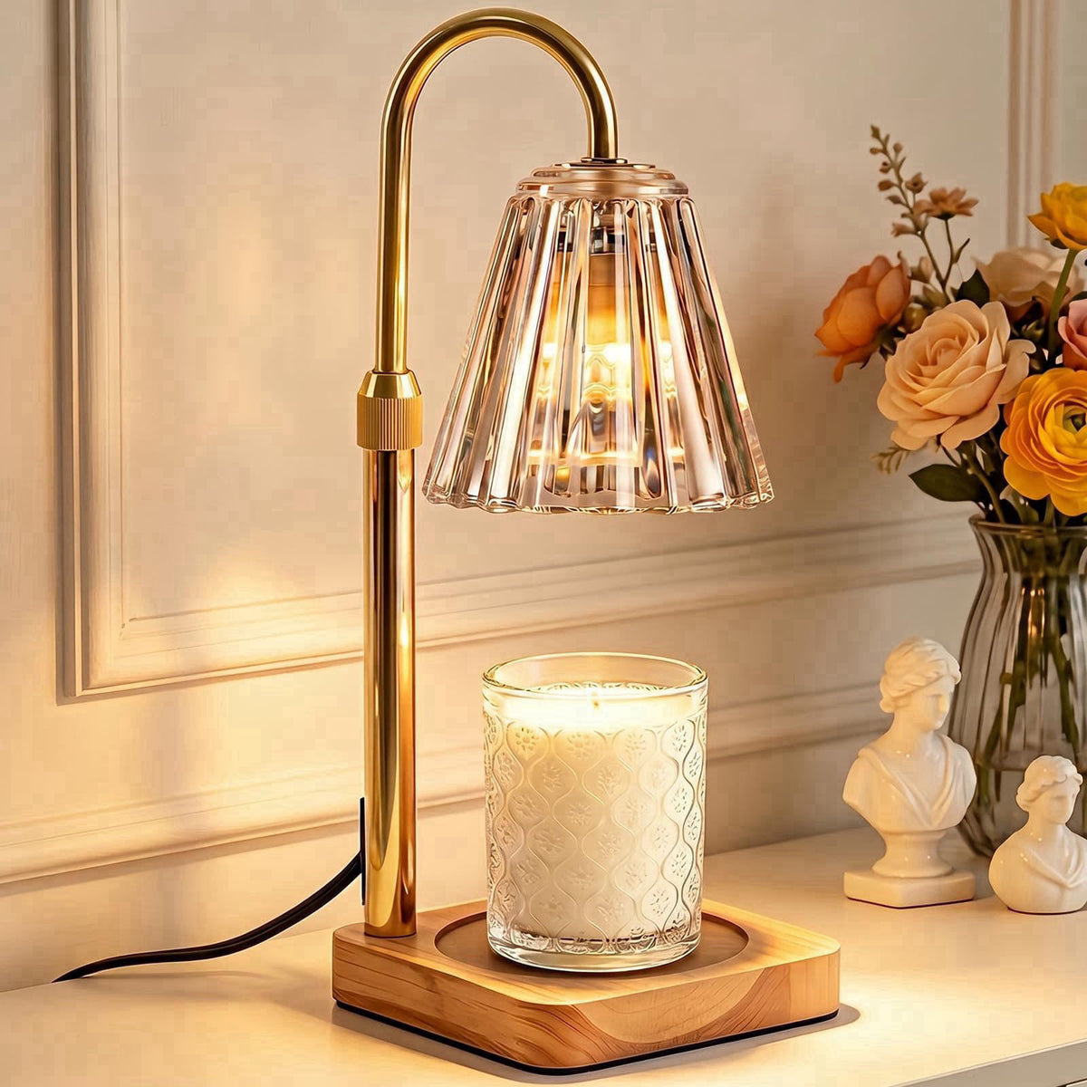 Marycele Candle Warmer Lamp with Timer, Vintage Home Decor, Gifts for Women – Gold Silver Black Amber Clear Black Black,