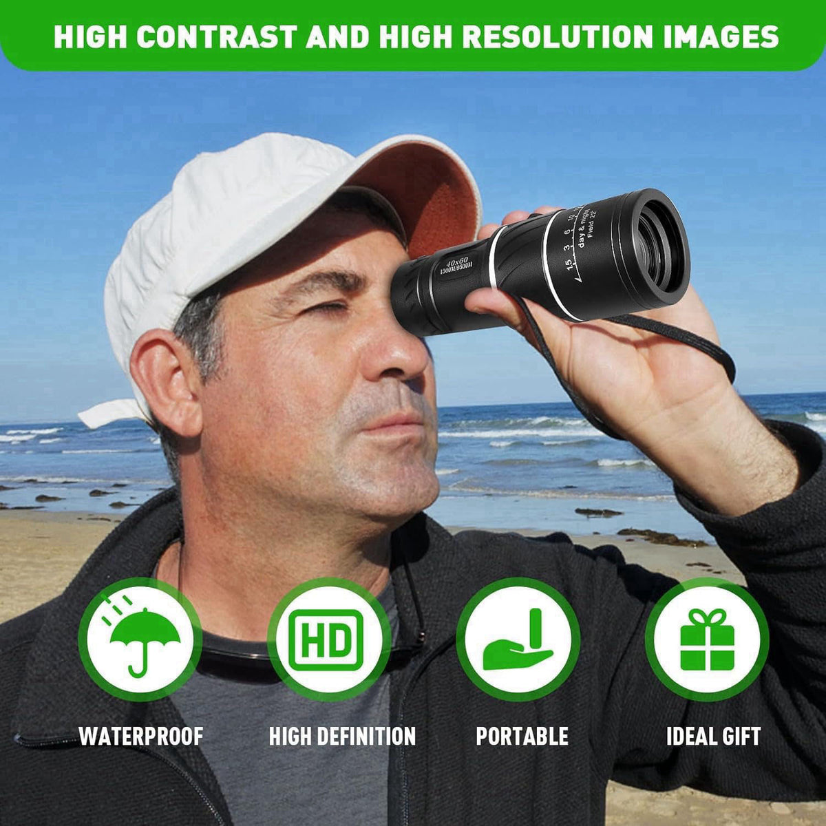 Sihea 16X52 Mini Monocular Telescope High Powered for Adults, Birthday Gifts for Men Dad Him Husband Teen Boys, BAK4 & F