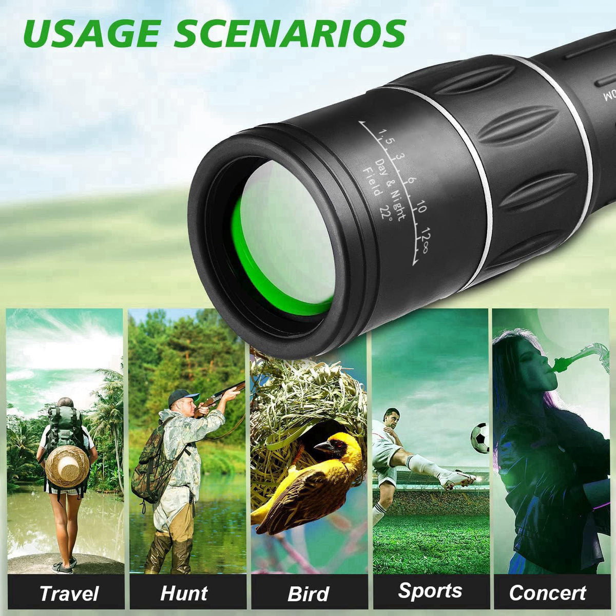 Sihea 16X52 Mini Monocular Telescope High Powered for Adults, Birthday Gifts for Men Dad Him Husband Teen Boys, BAK4 & F