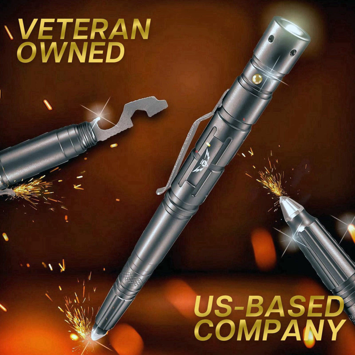 TF TAKEFLIGHT Tactical Pen – Self Defense Survival EDC Pen with LED Flashlight, Glass Breaker & Bottle Opener – Military
