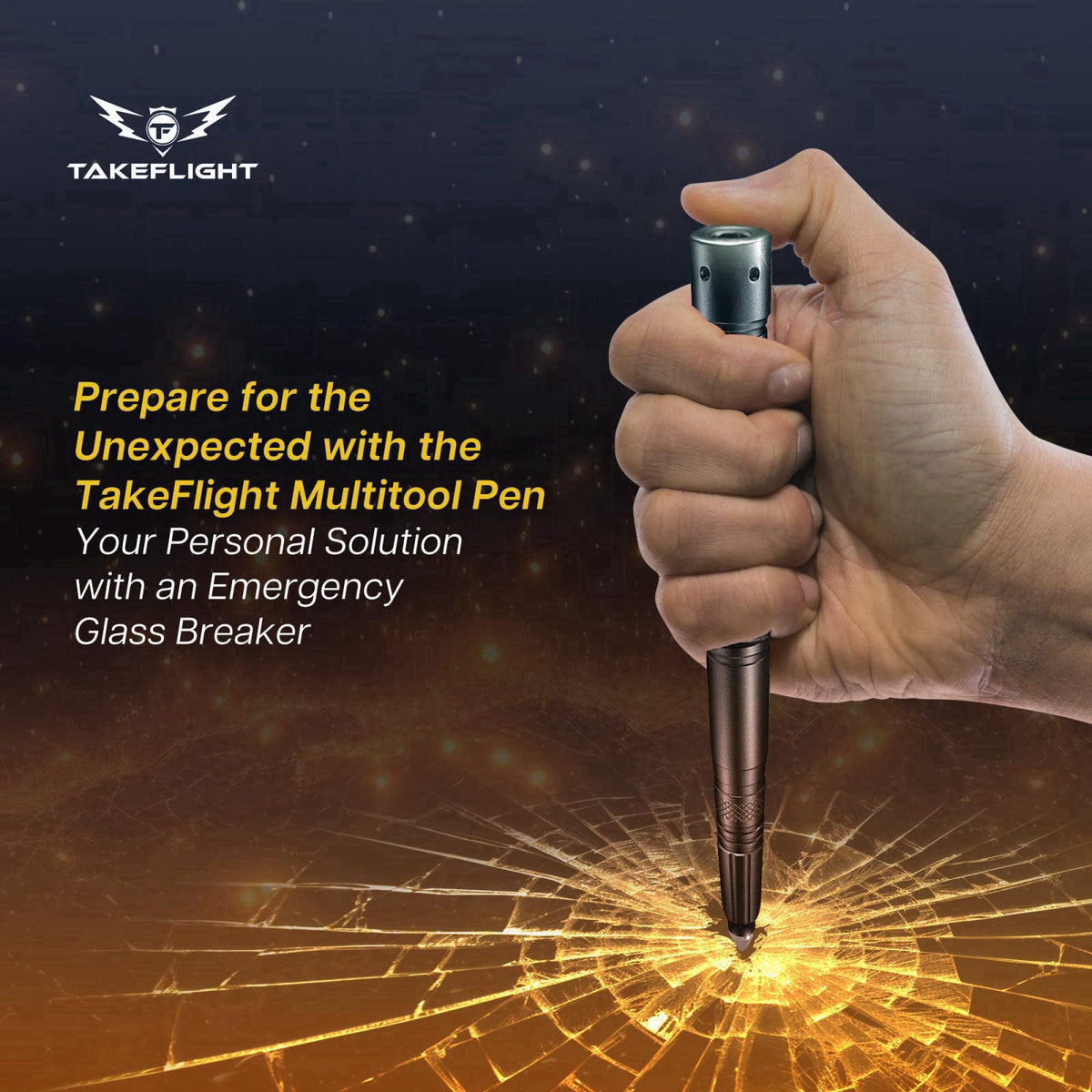TF TAKEFLIGHT Tactical Pen – Self Defense Survival EDC Pen with LED Flashlight, Glass Breaker & Bottle Opener – Military