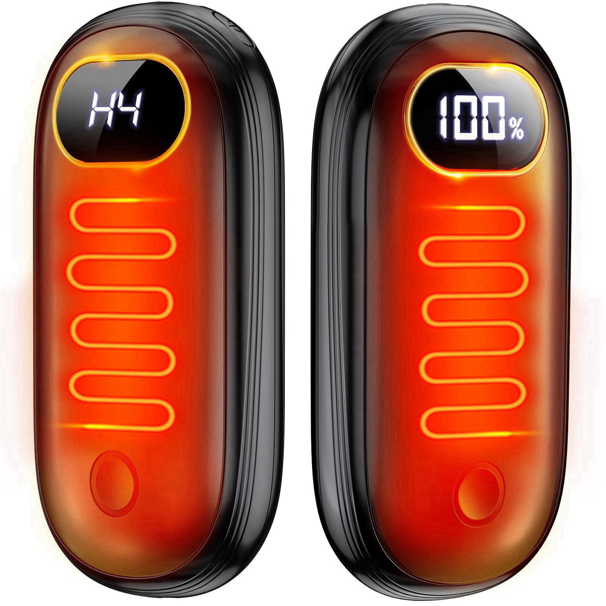 AUIIAH Hand Warmers Rechargeable - Electric Hand Warmers 2 Pack with Dual-Sided Heating for 15Hrs Warmth, LED Display & 