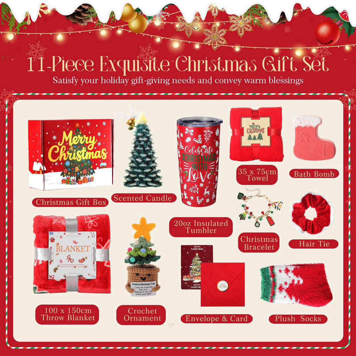 TsunNee Christmas Gift for Women, Christmas Gift Basket for Women Mom Wife Grandma Daughter Sisters Girlfriend Friends C