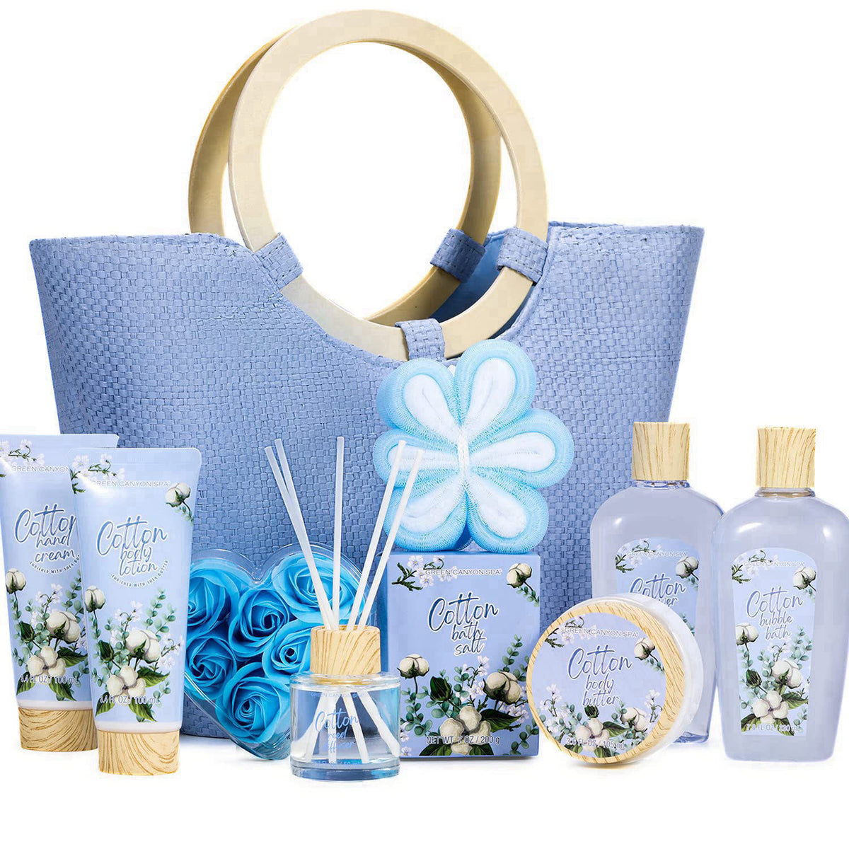 Green Canyon Spa 10pc Cotton Spa Gift Baskets Birthday Gifts for Women – product photo (Sets &amp; Kits)