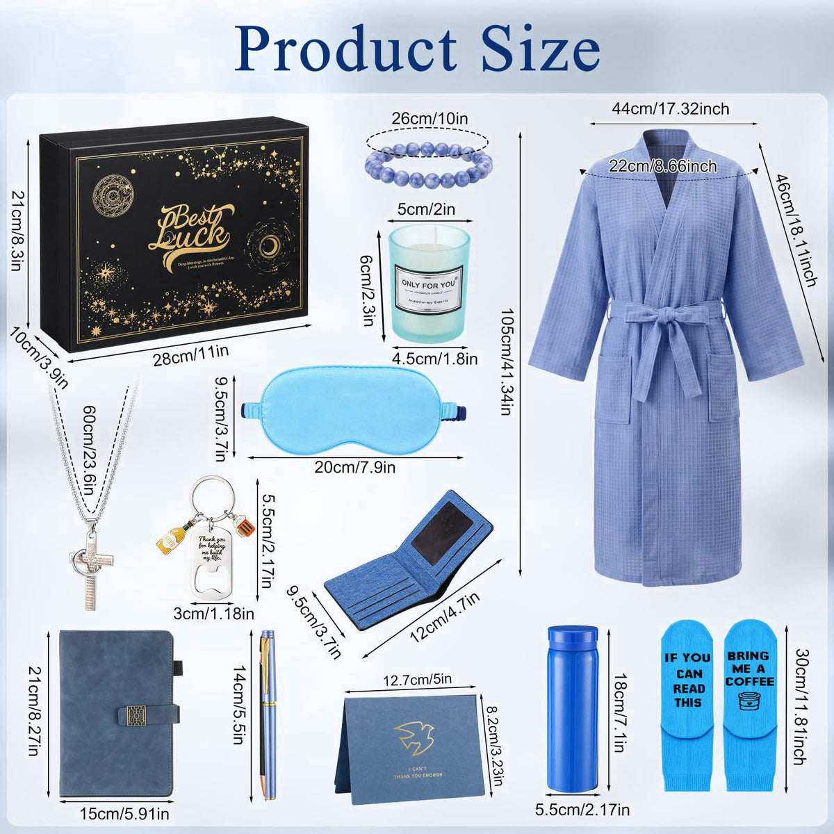Afarnook 13 Pcs Birthday Gifts Baskets for Men Gifts Set for Christmas, Blue – close-up detail
