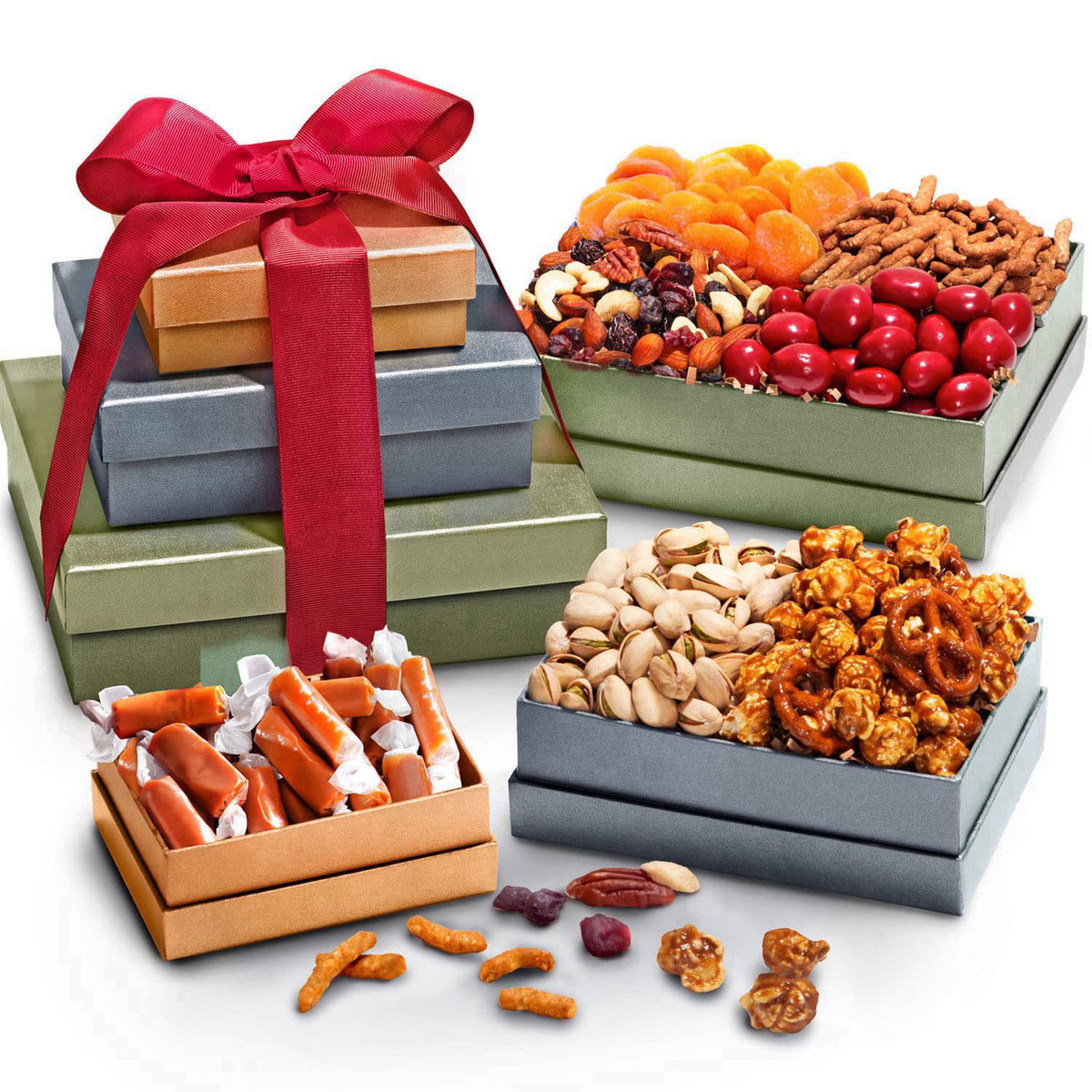 A Gift Inside Dried Fruit & Snack Gift Basket – Gourmet Assortment of Dried Apricots, Nuts, Chocolate Cherries, Trail Mi