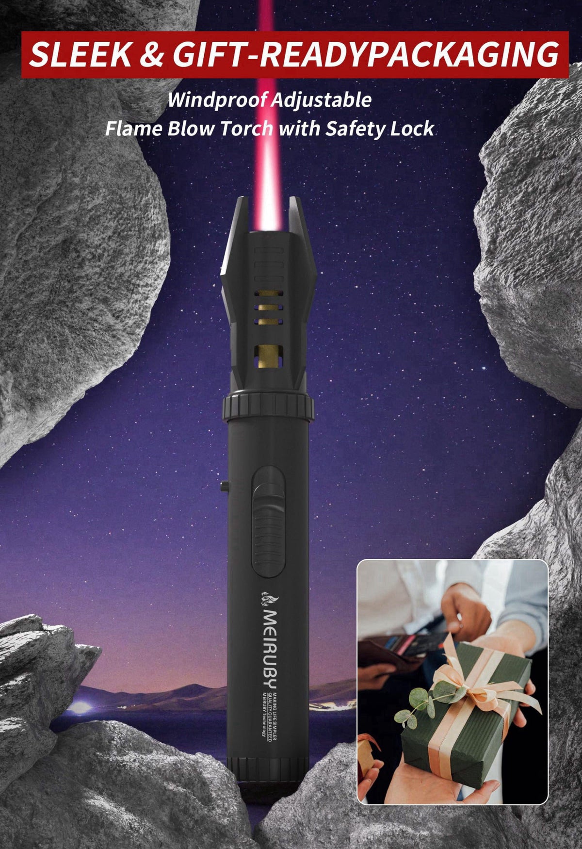 MEIRUBY Stocking Stuffers Gifts for Men Dad Adults, Lightsaber Torch Lighter Flame Butane Lighter Gift for Dad Grandpa S