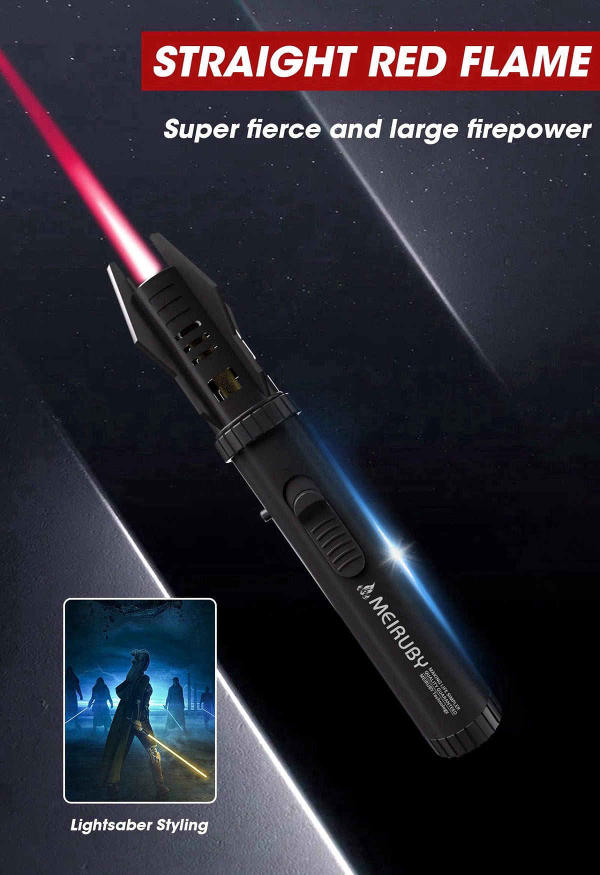 MEIRUBY Stocking Stuffers Gifts for Men Dad Adults, Lightsaber Torch Lighter Flame Butane Lighter Gift for Dad Grandpa S