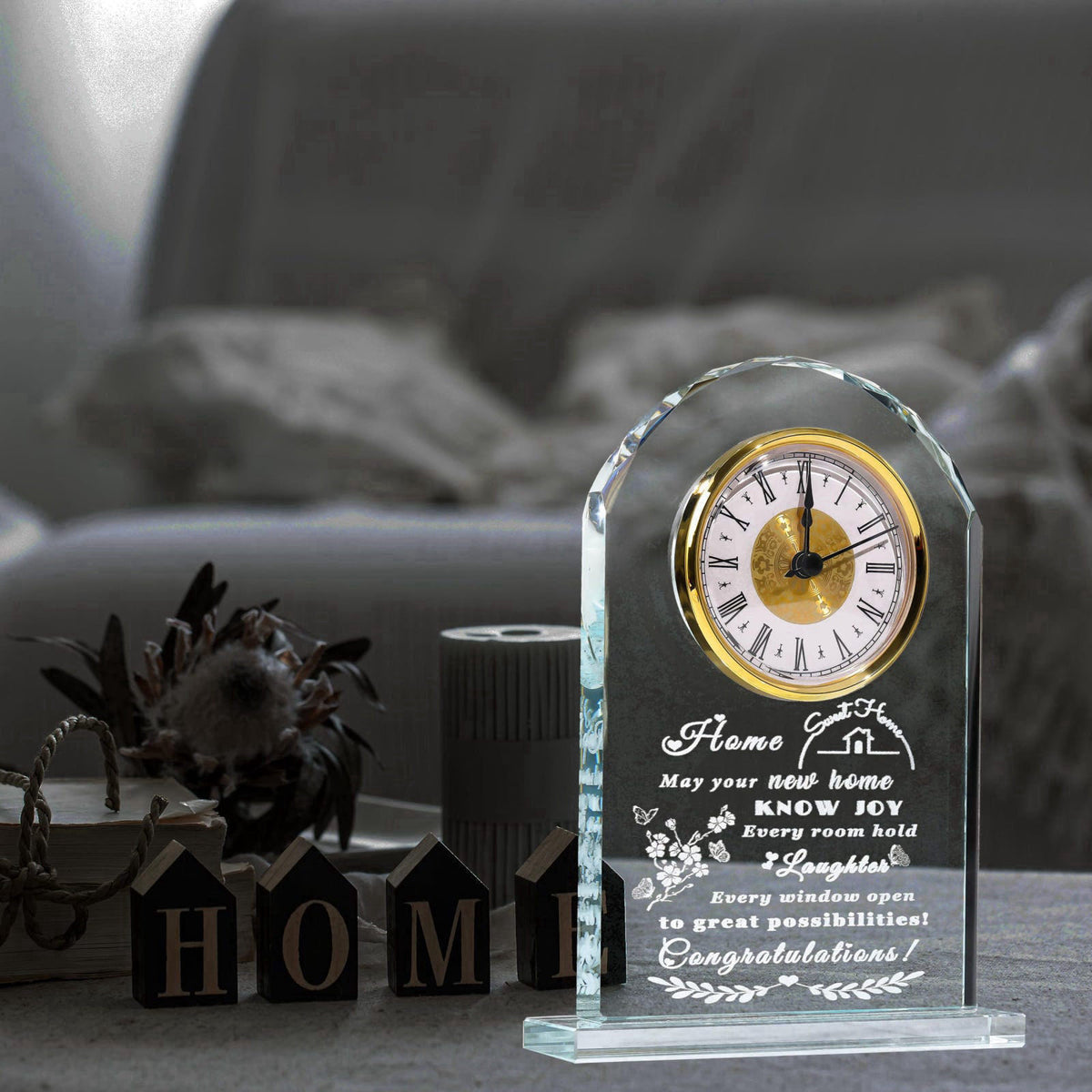 Qianwei House Warming Gifts New Home - Crystal Clock Gifts for Home Decor - Best Unique Housewarming Decor Ideas for New