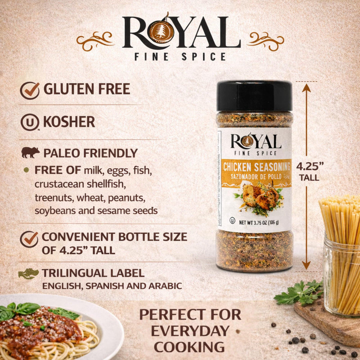 June Street Market 10 Piece Essentials Kitchen Starter Gift Set: Spices with Trilingual Labels (English, Spanish, Arabic