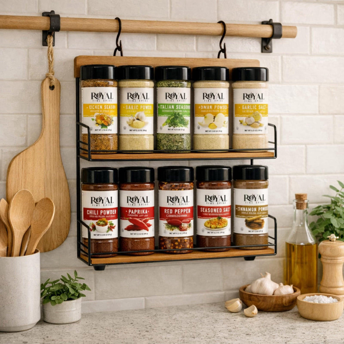 June Street Market 10 Piece Essentials Kitchen Starter Gift Set: Spices with Trilingual Labels (English, Spanish, Arabic
