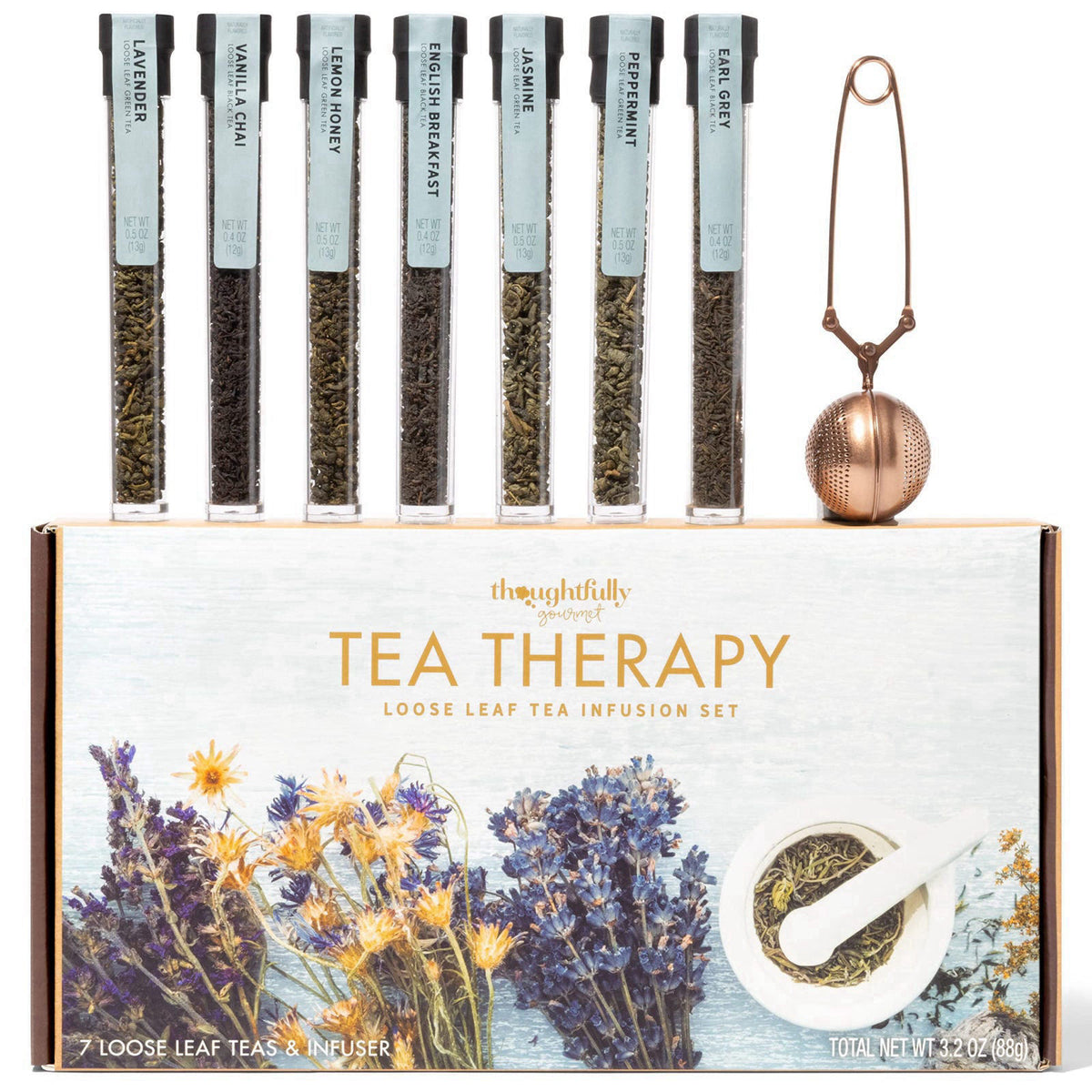 Thoughtfully Tea Therapy Loose Leaf Tea Infusion Gift Set, Reusable Infuser, Set of 7 – close-up detail