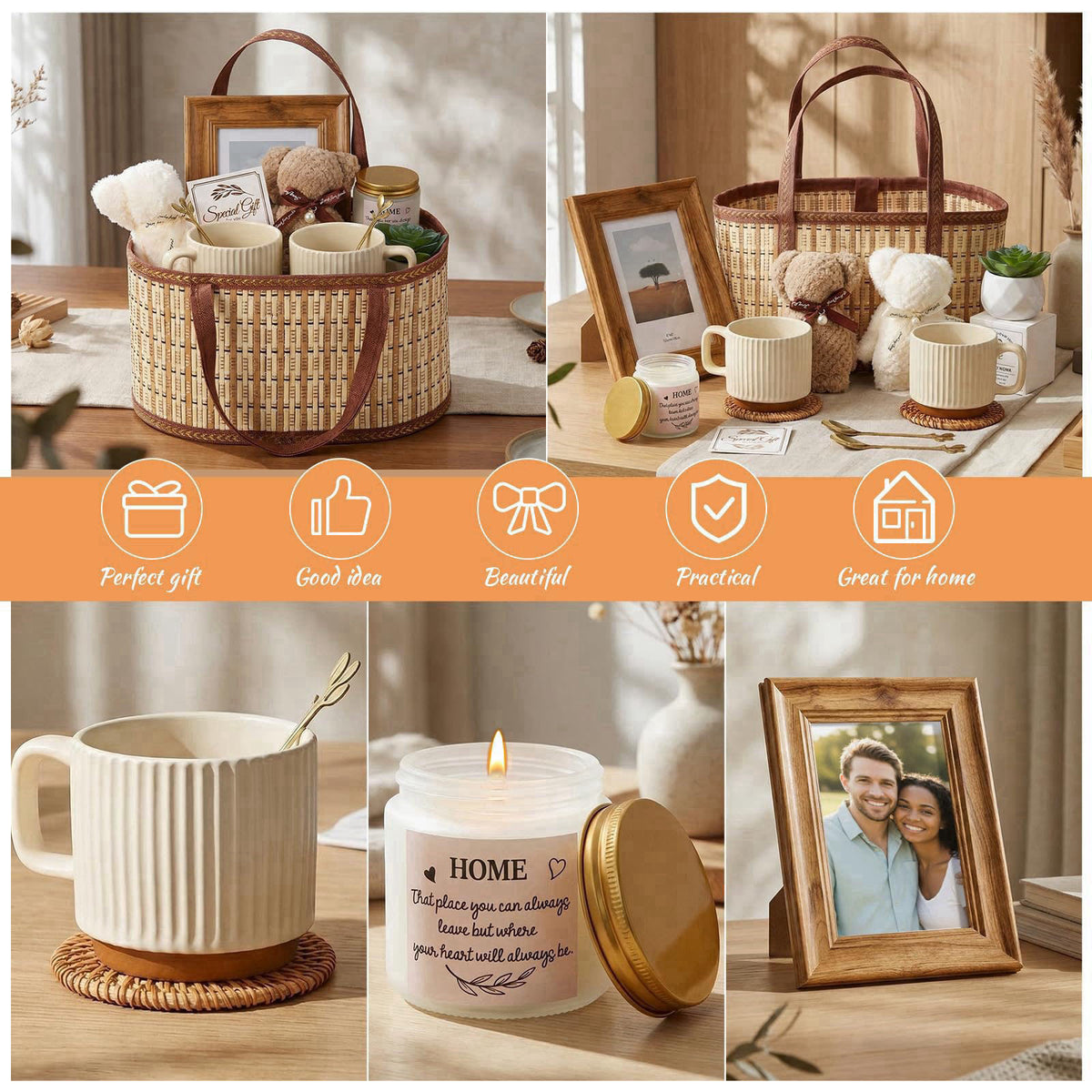 RimCereal House Warming Gifts New House Basket, Warmly – packaging and label