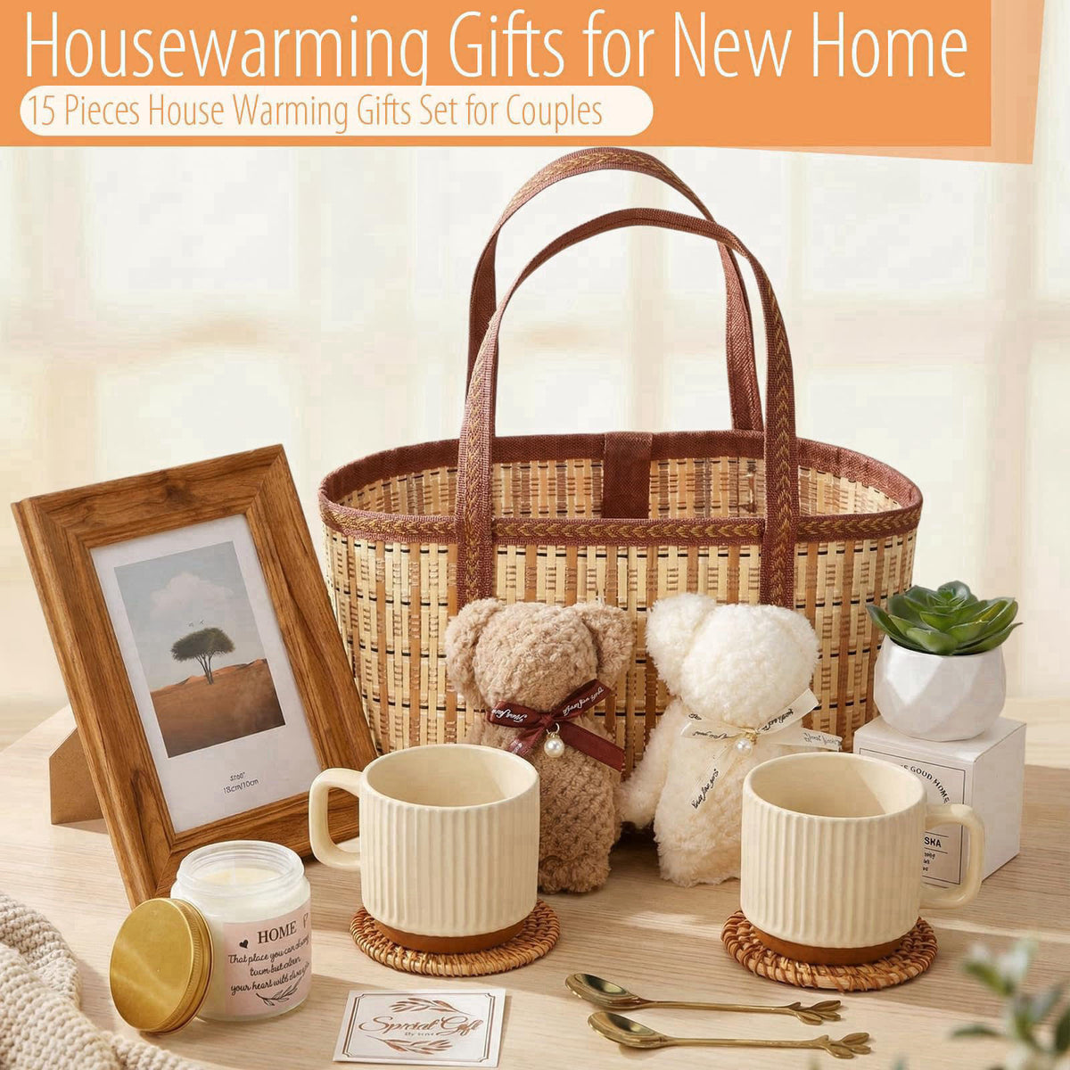 RimCereal House Warming Gifts New House Basket, Warmly – alternate angle