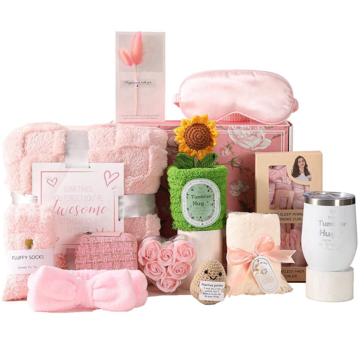 VANJOROY Birthday Gifts for Women, Luxury Christmas gifts for Women, Pink Trendy Gifts Sets for Her Girls with Sunshine 