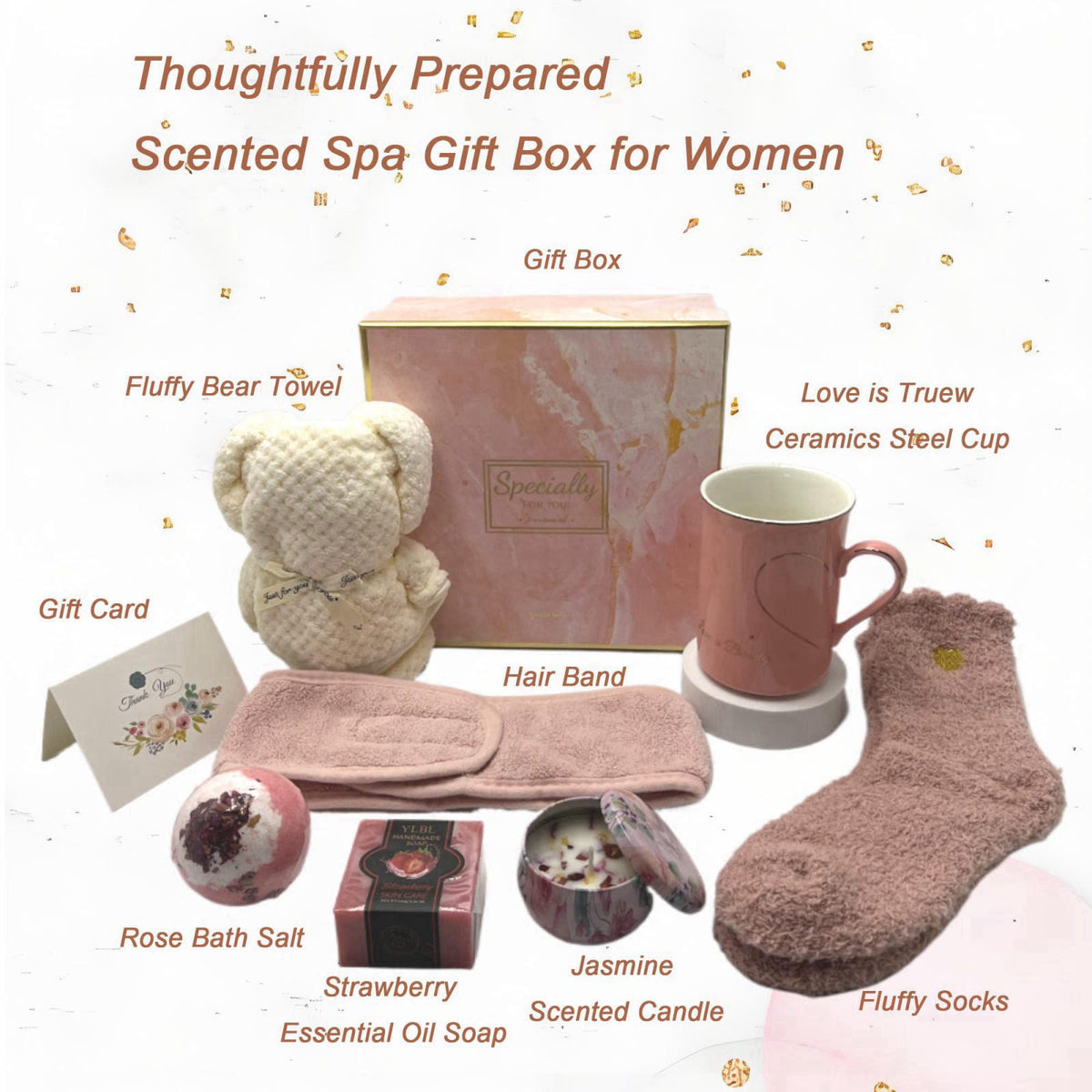 BEECO GIF2U Spa Gift Basket for Women - Luxury Self Care Relaxation Birthday Gift, Get Well Soon for Friend, Scented Bat
