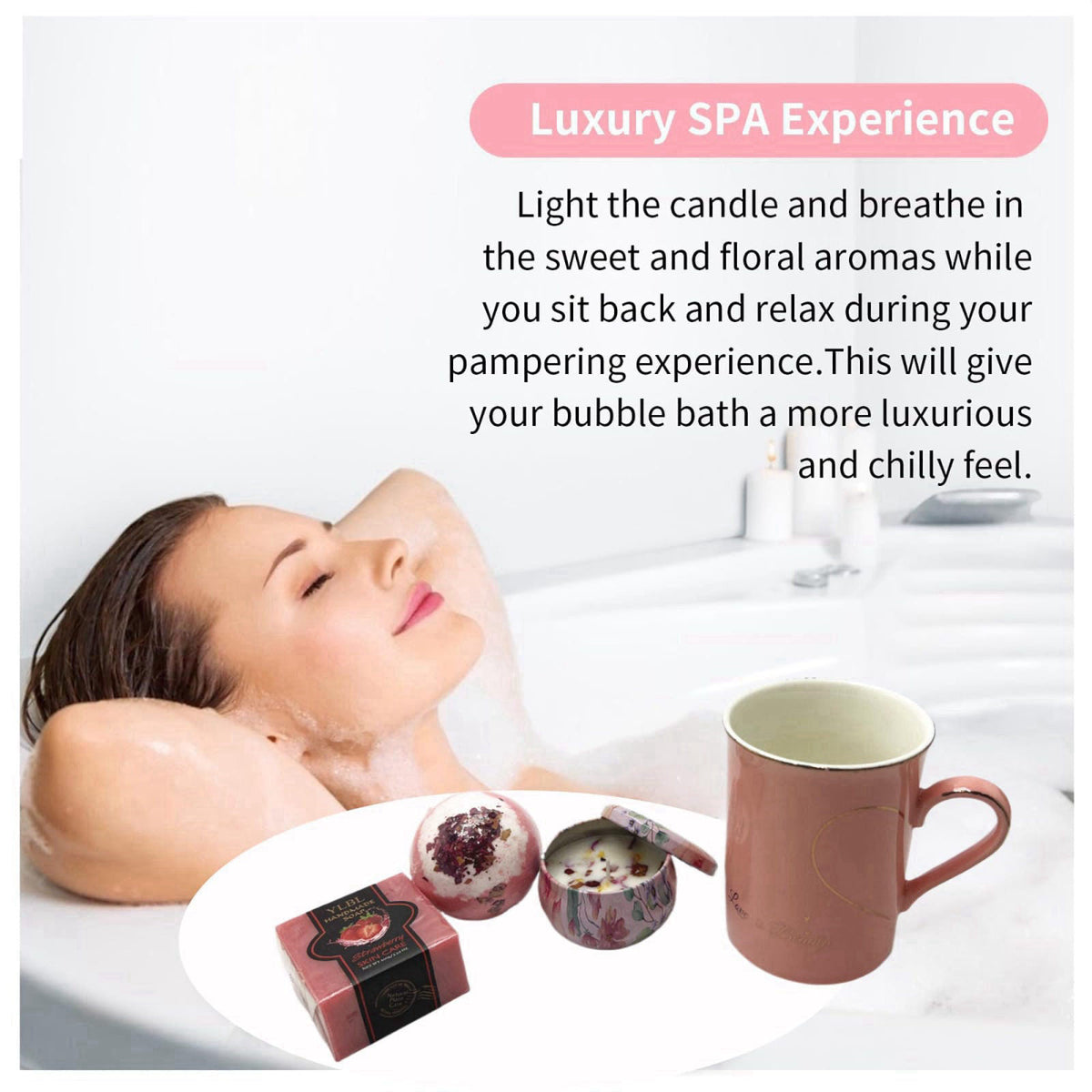 BEECO GIF2U Spa Gift Basket for Women - Luxury Self Care Relaxation Birthday Gift, Get Well Soon for Friend, Scented Bat