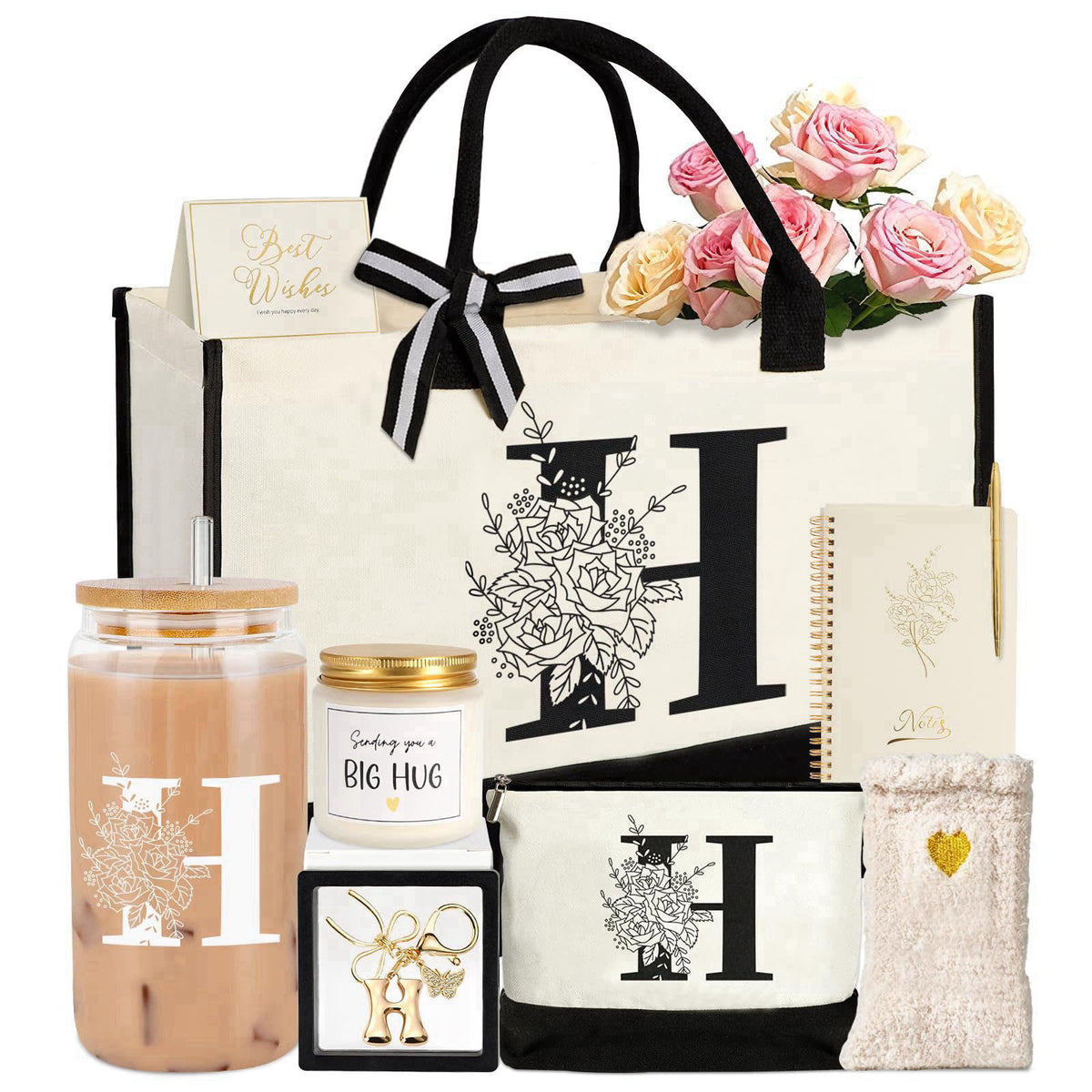 GooBird Birthday Gifts for Women,Monogrammed Personalized Gifts-Initial Tote Bag Gift Set for Her, Mom, Teacher – produc