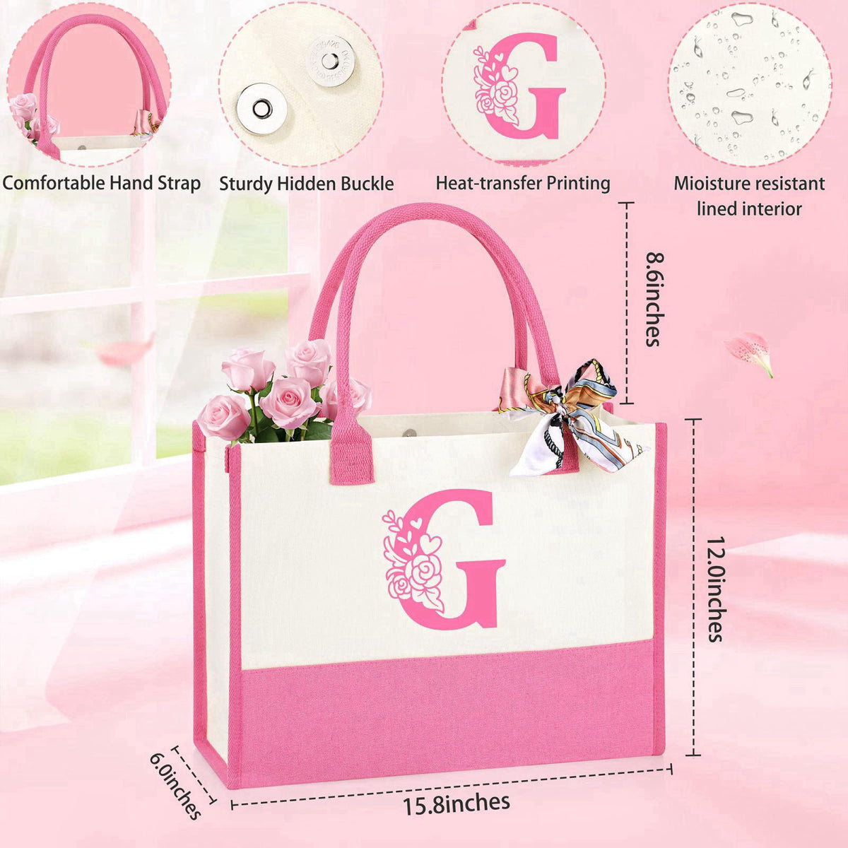 GQDECOR Personalized Monogrammed Customized Pink Birthday Gifts for Women, Initial G Birthday Gift Basket for Women Moth