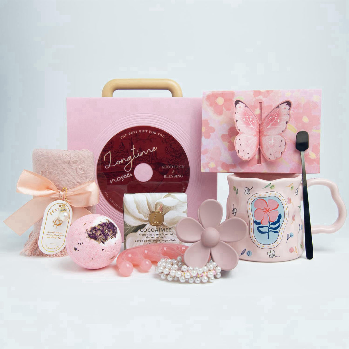 KUNWVLO Birthday Gifts for Women, Mom Gifts, Gift Baskets for Women - Luxury Flannelette Gift Box with Coffee Mug | Chri